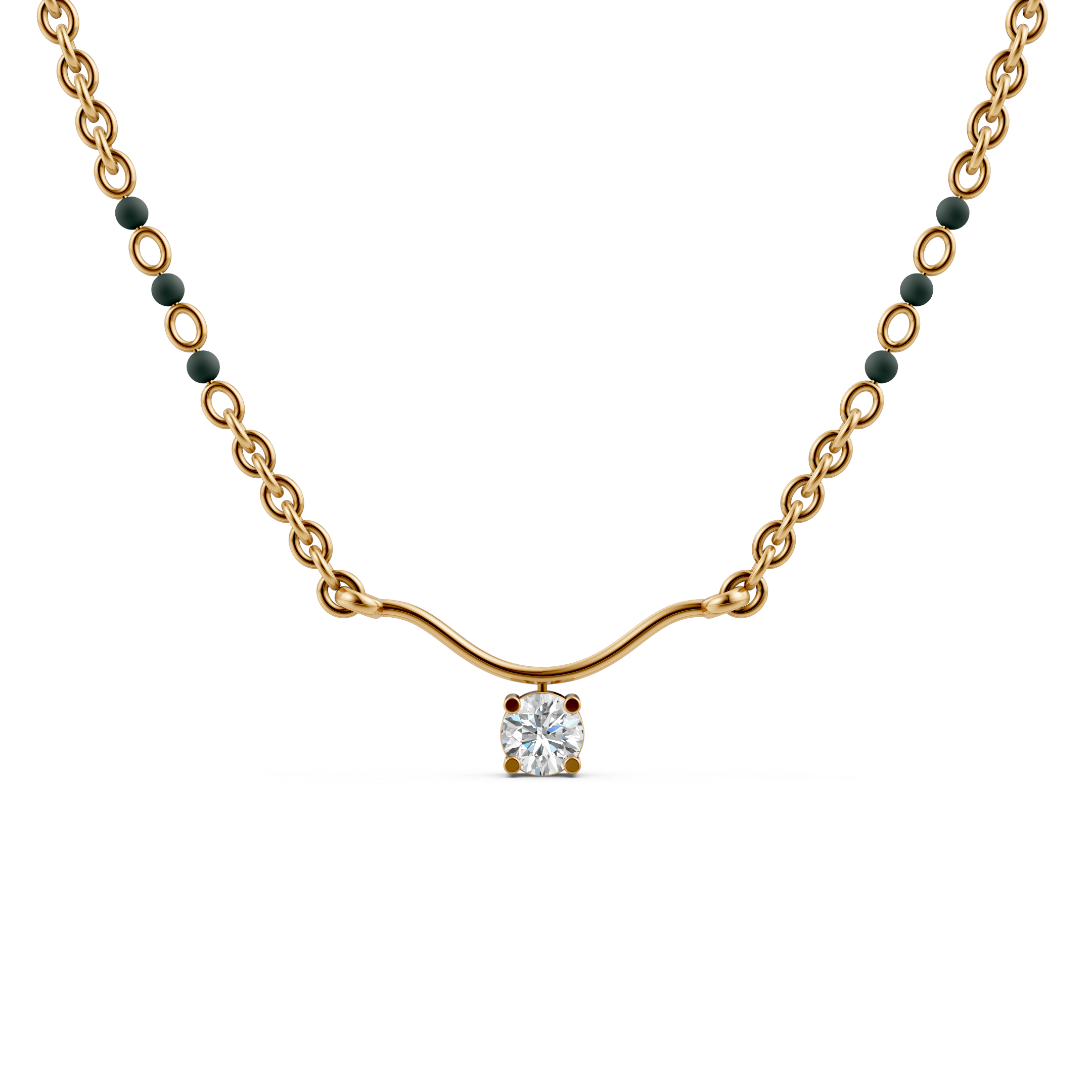 Solitaire Diamond Wave Necklace