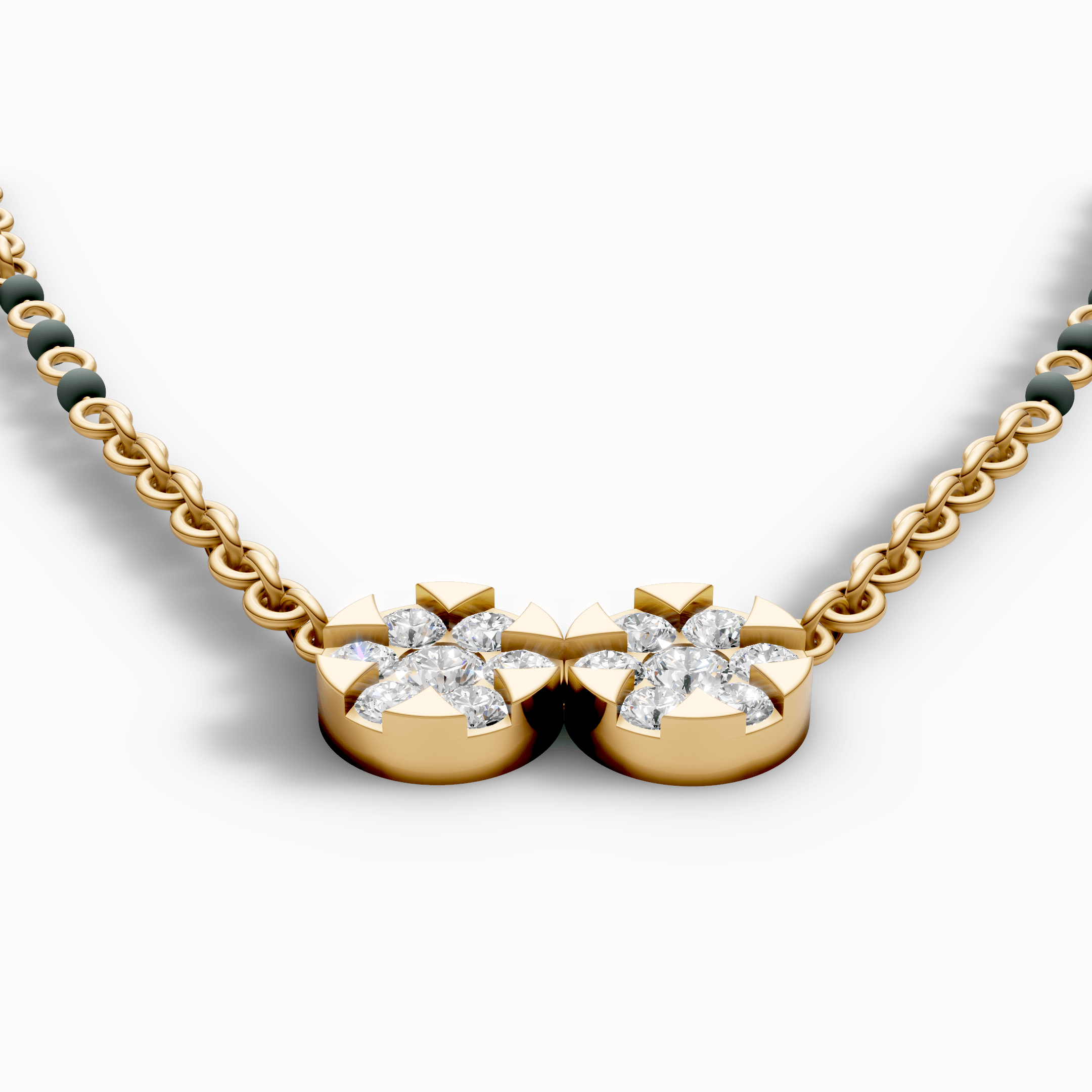 Twin Bloom Diamond-Style Beaded Mangalsutra — gallery view