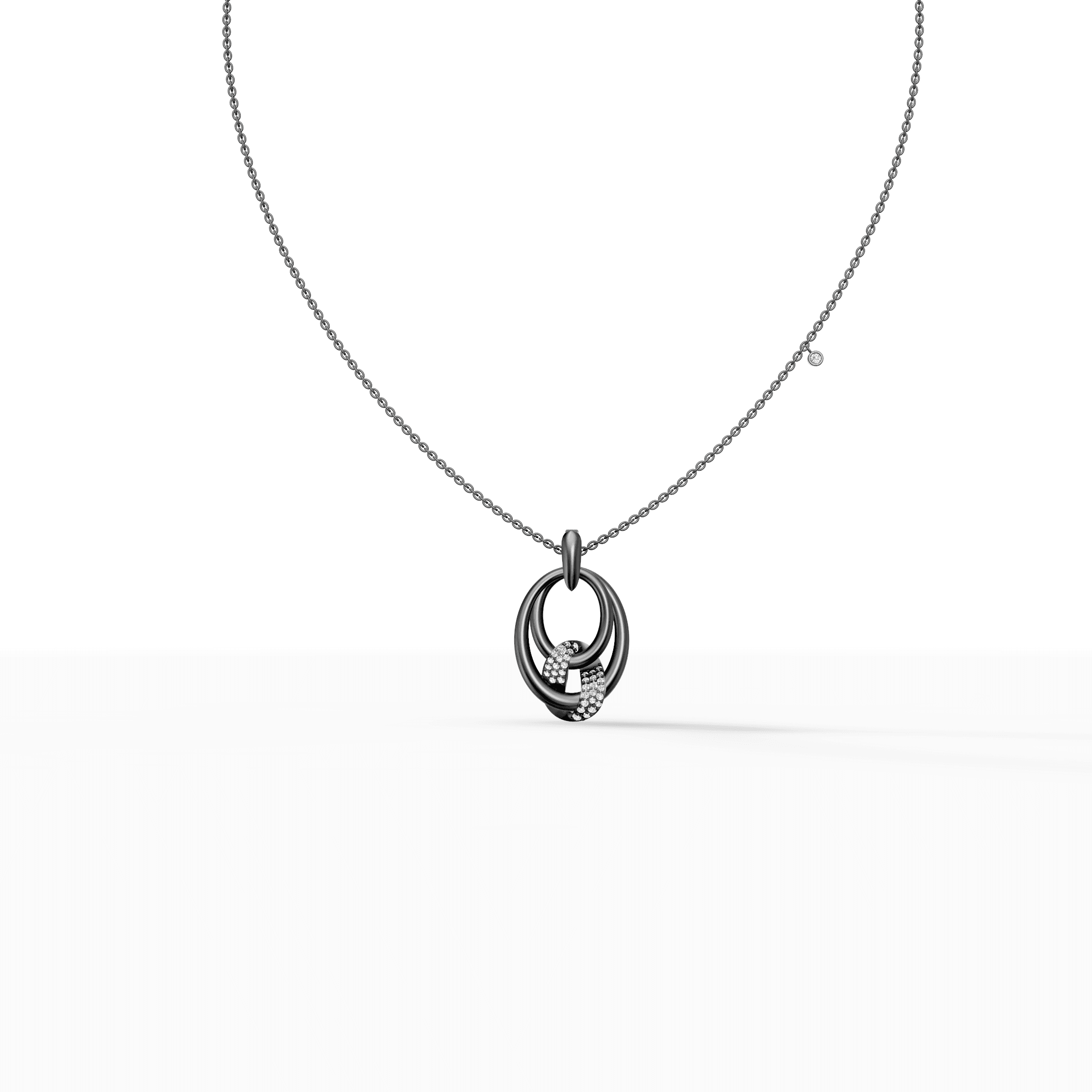 Interlocking Double Oval Hoop Diamond Pendant — gallery view