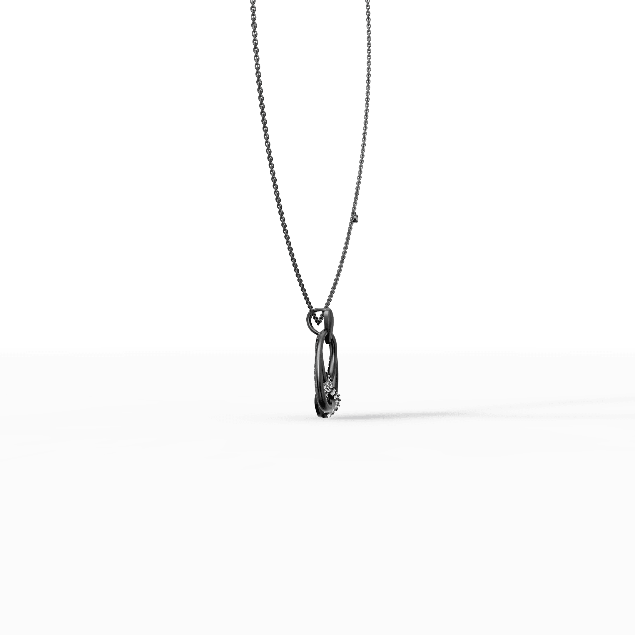 Interlocking Double Oval Hoop Diamond Pendant — gallery view