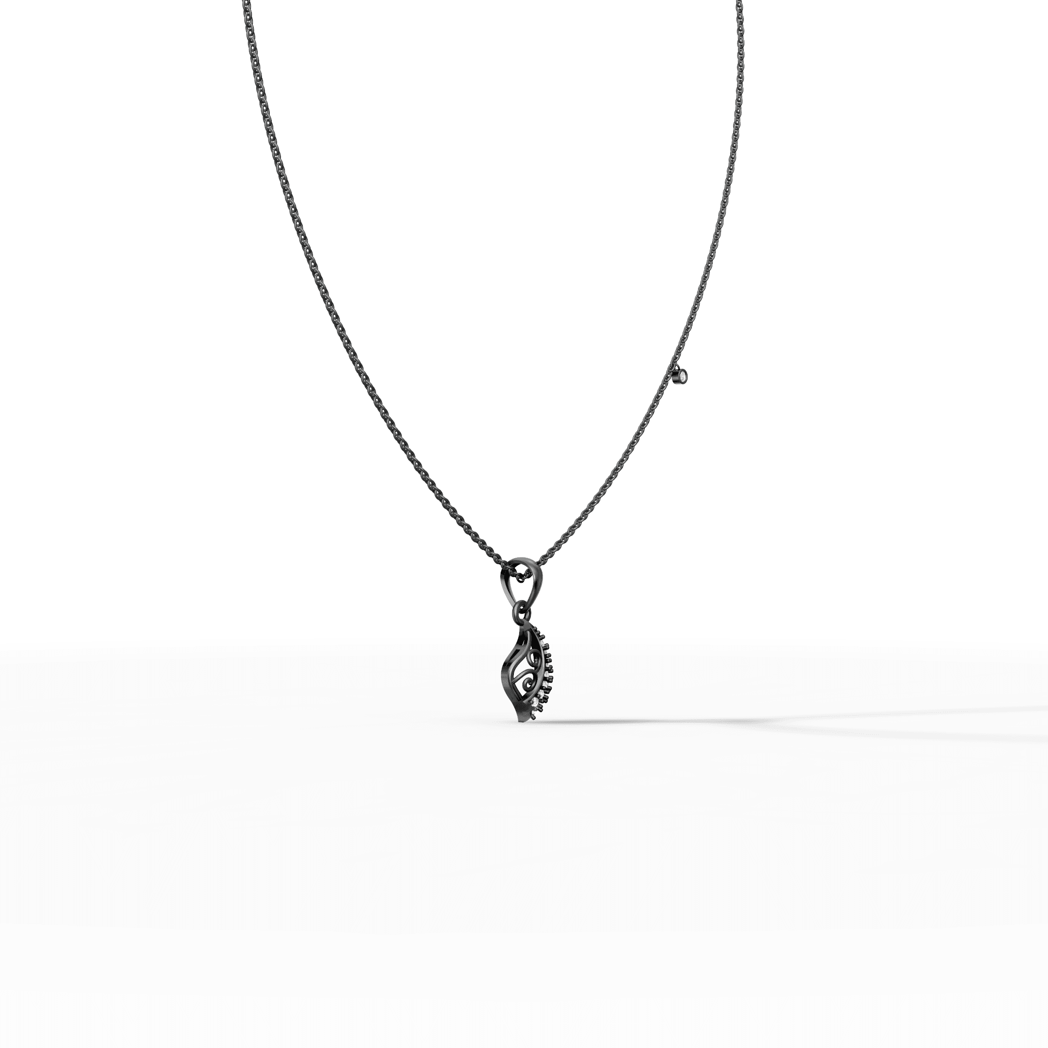 Filigree Paisley Leaf Diamond Pendant — gallery view
