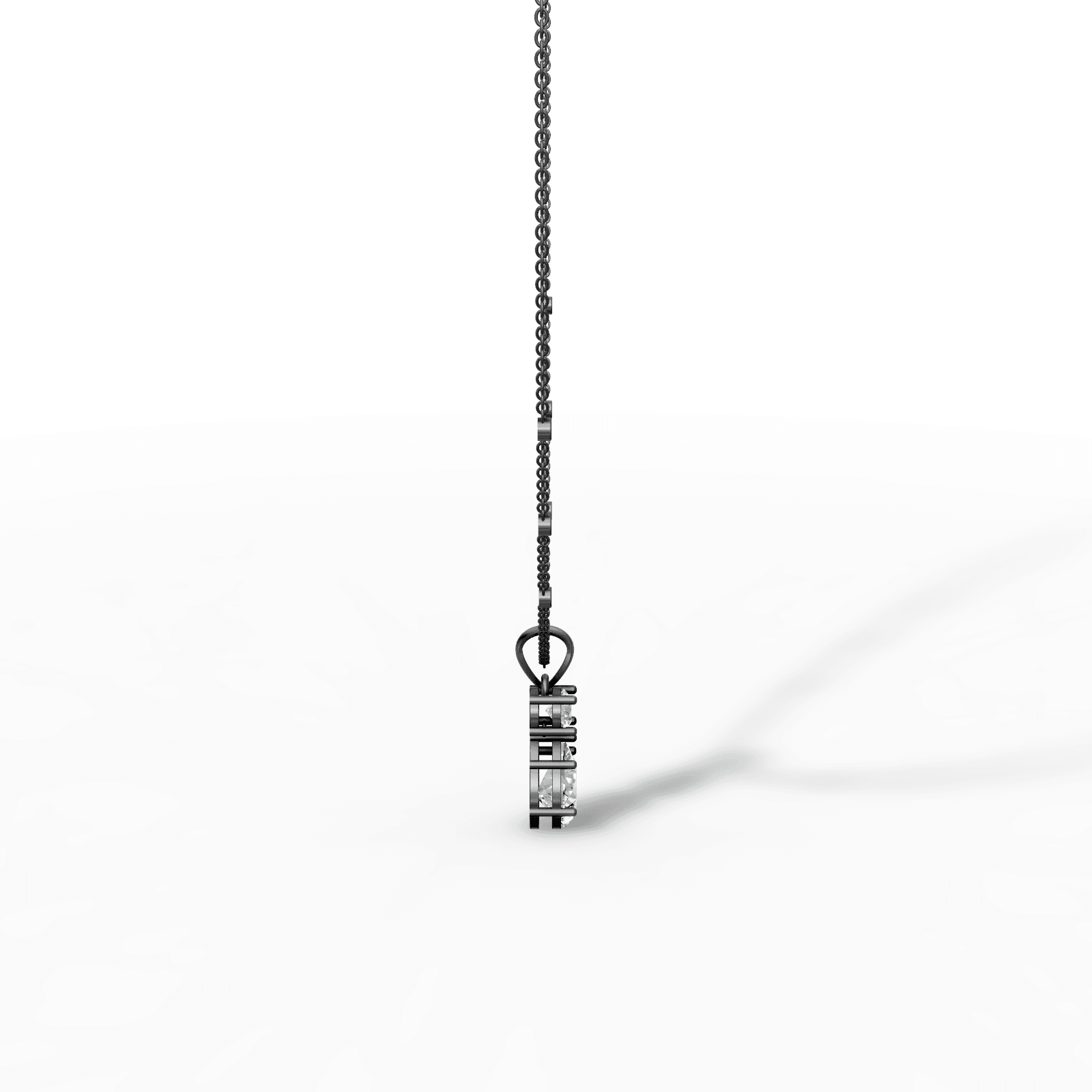 Two-Stone Round and Pear Diamond Teardrop Pendant — gallery view