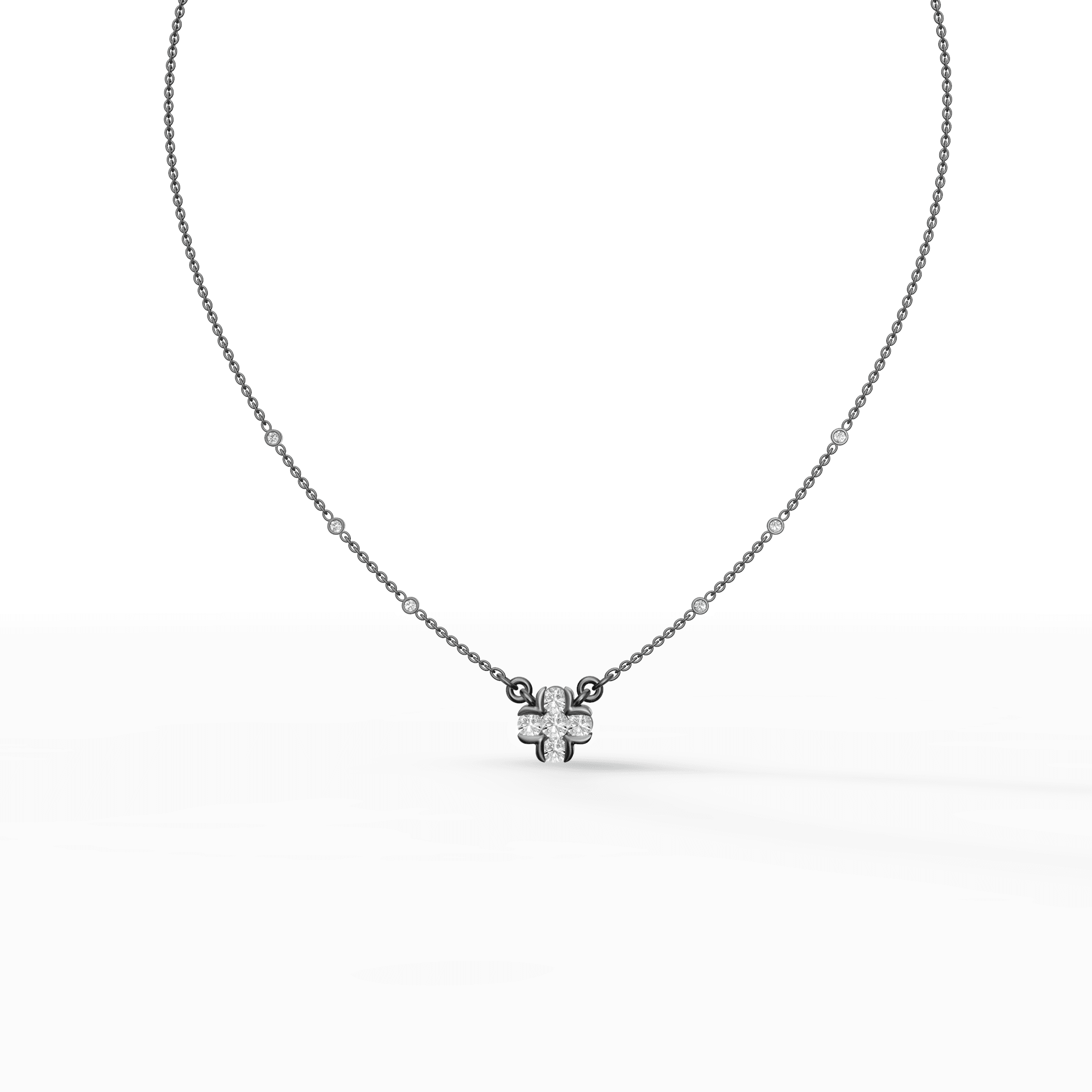 Stone Diamond Clover Cluster Pendant — gallery view