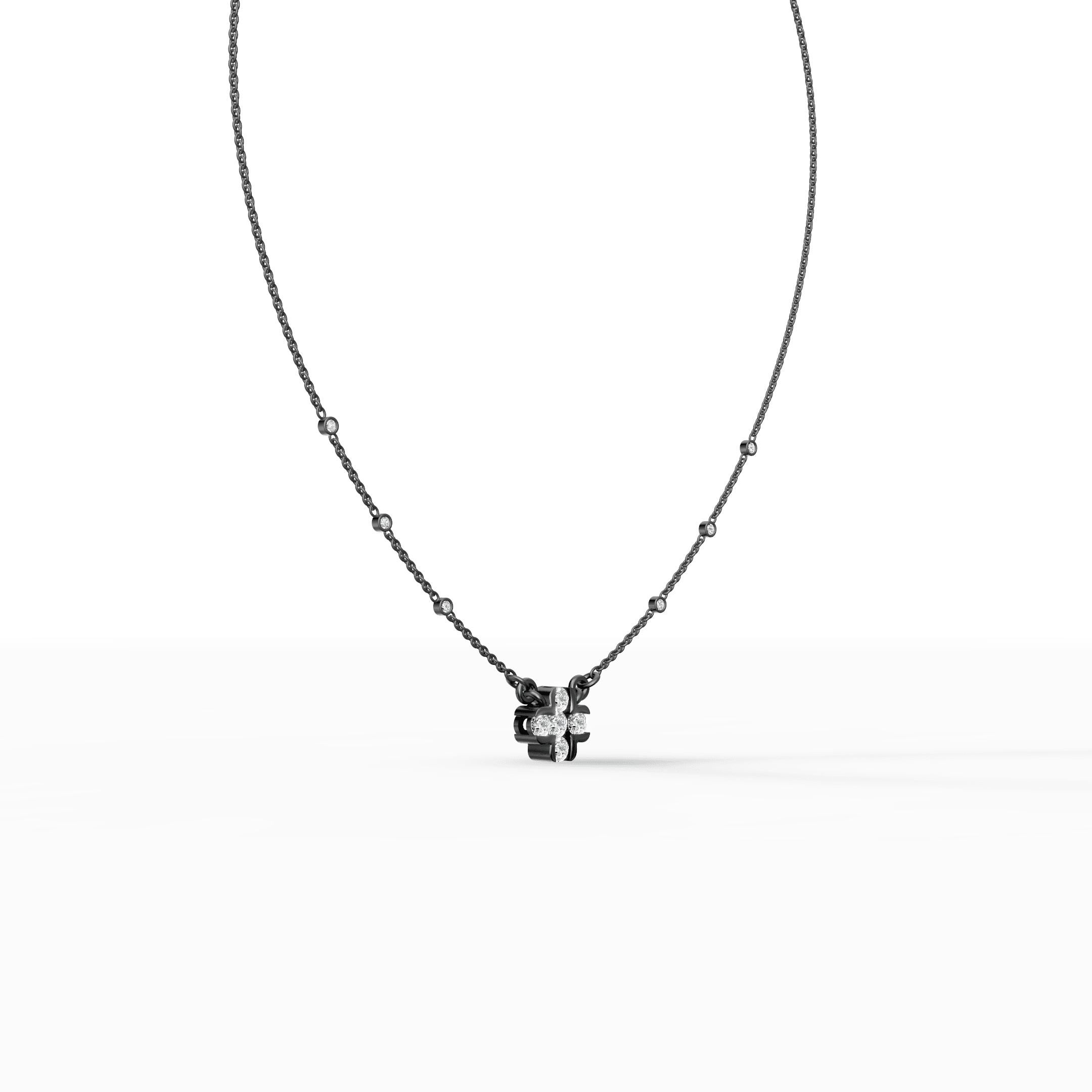Stone Diamond Clover Cluster Pendant — gallery view