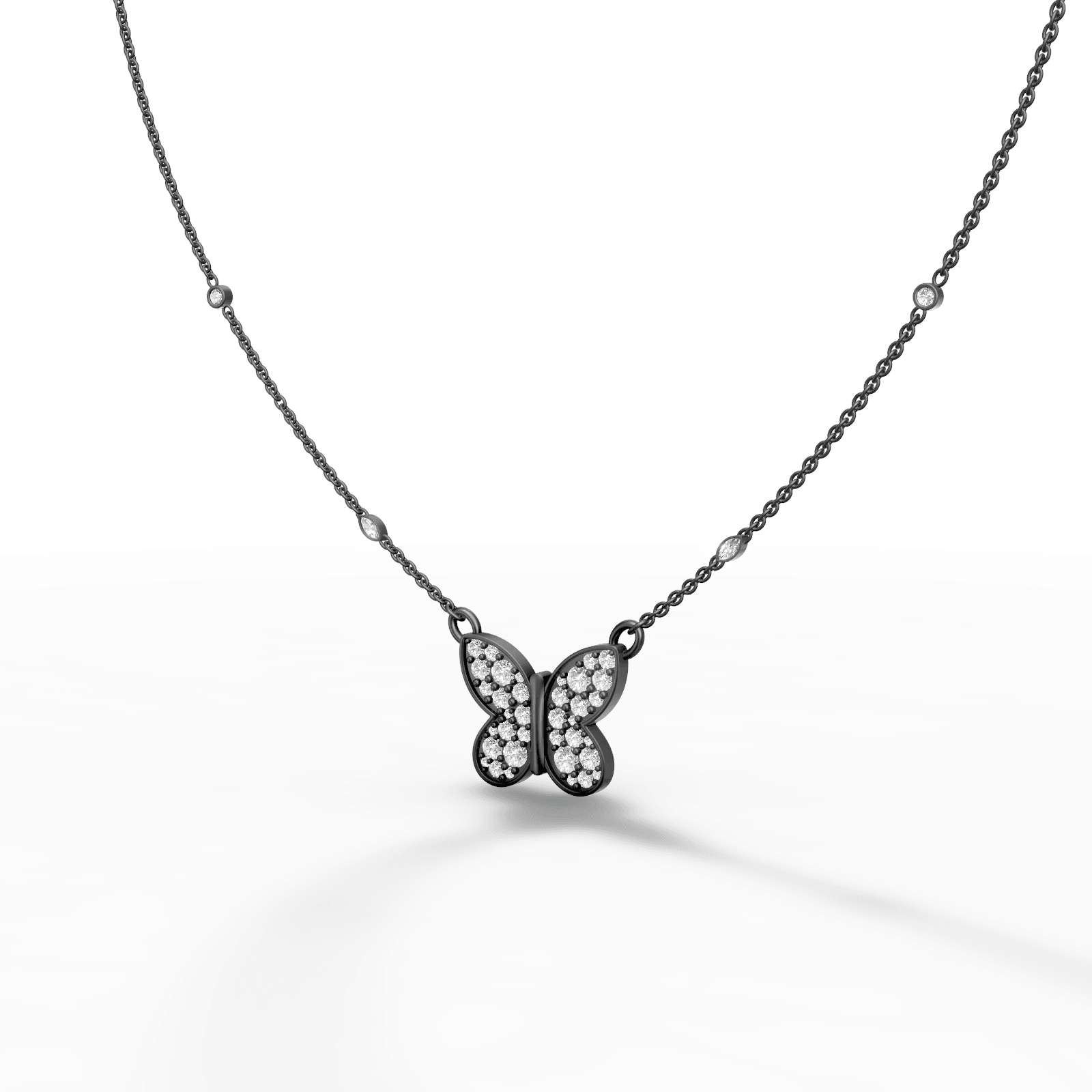 Pavé Diamond Butterfly Silhouette Pendant