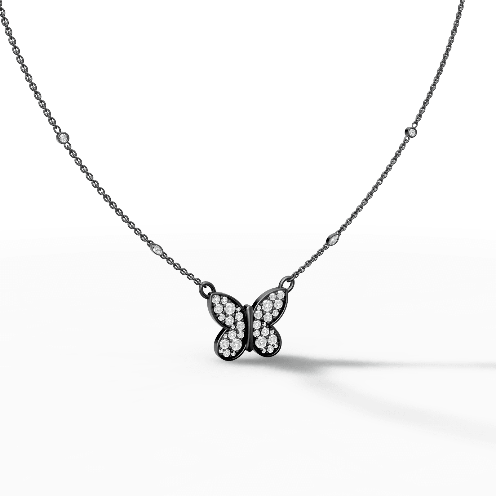 Pavé Diamond Butterfly Silhouette Pendant — gallery view