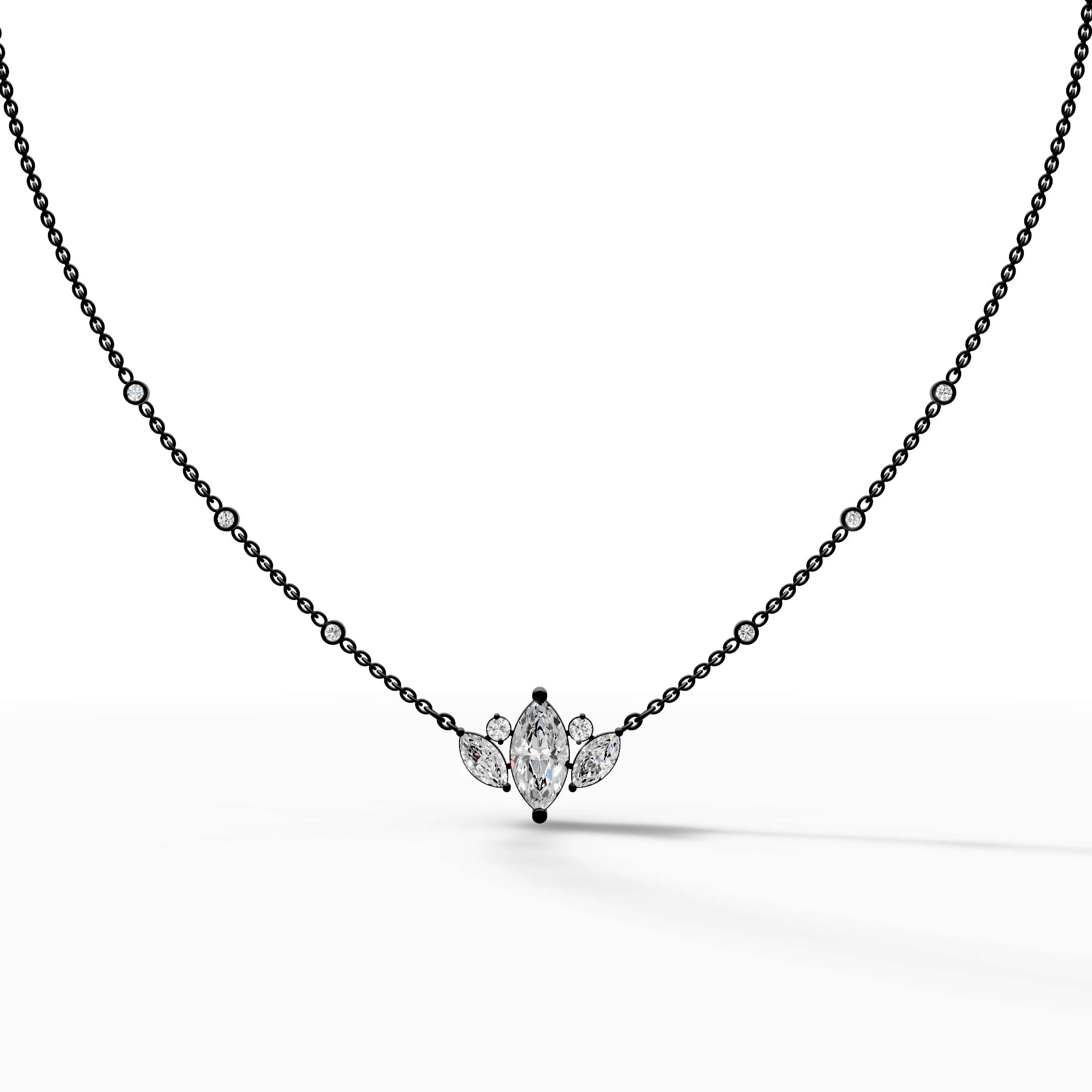 Marquise Diamond Trio Cluster Station Pendant