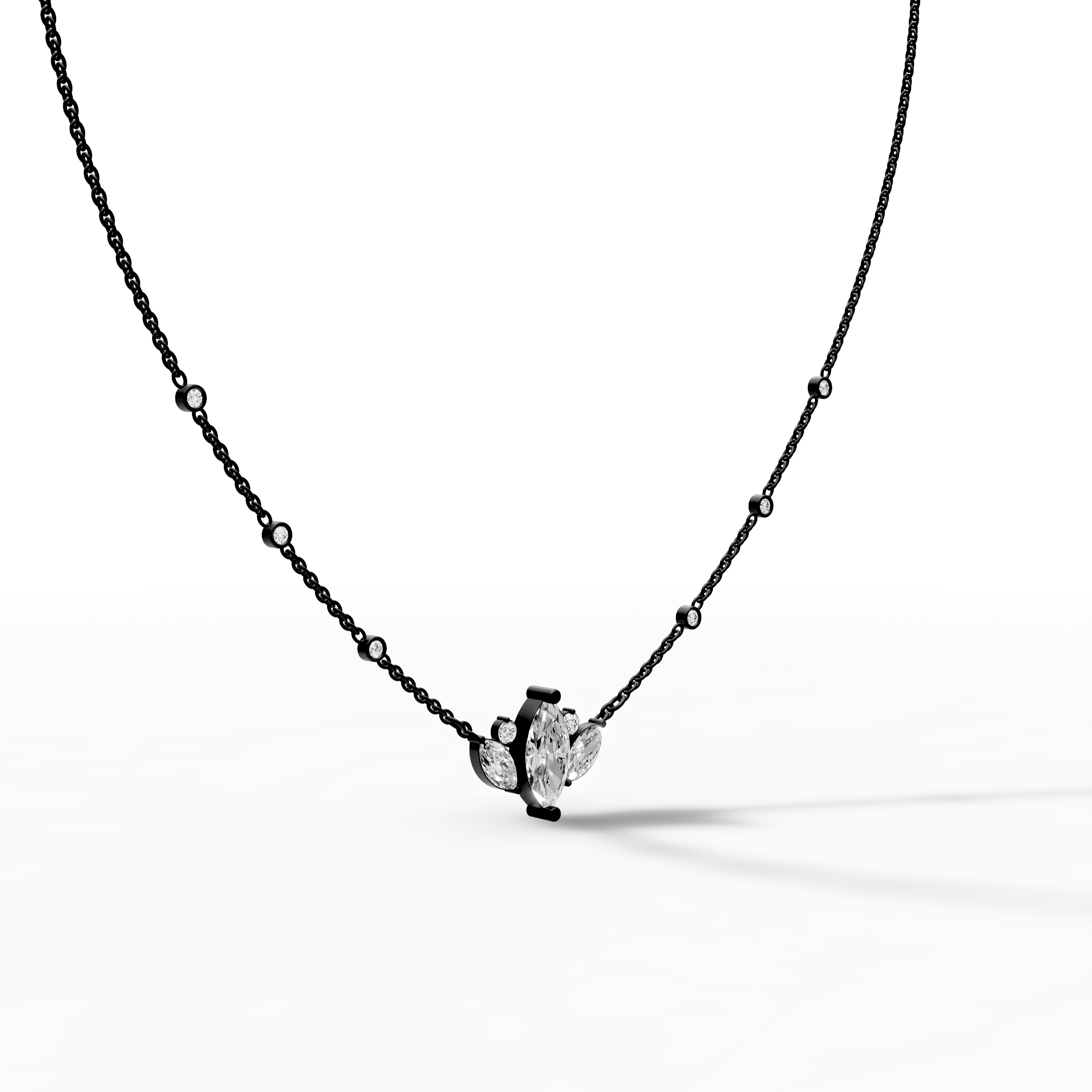 Marquise Diamond Trio Cluster Station Pendant — gallery view