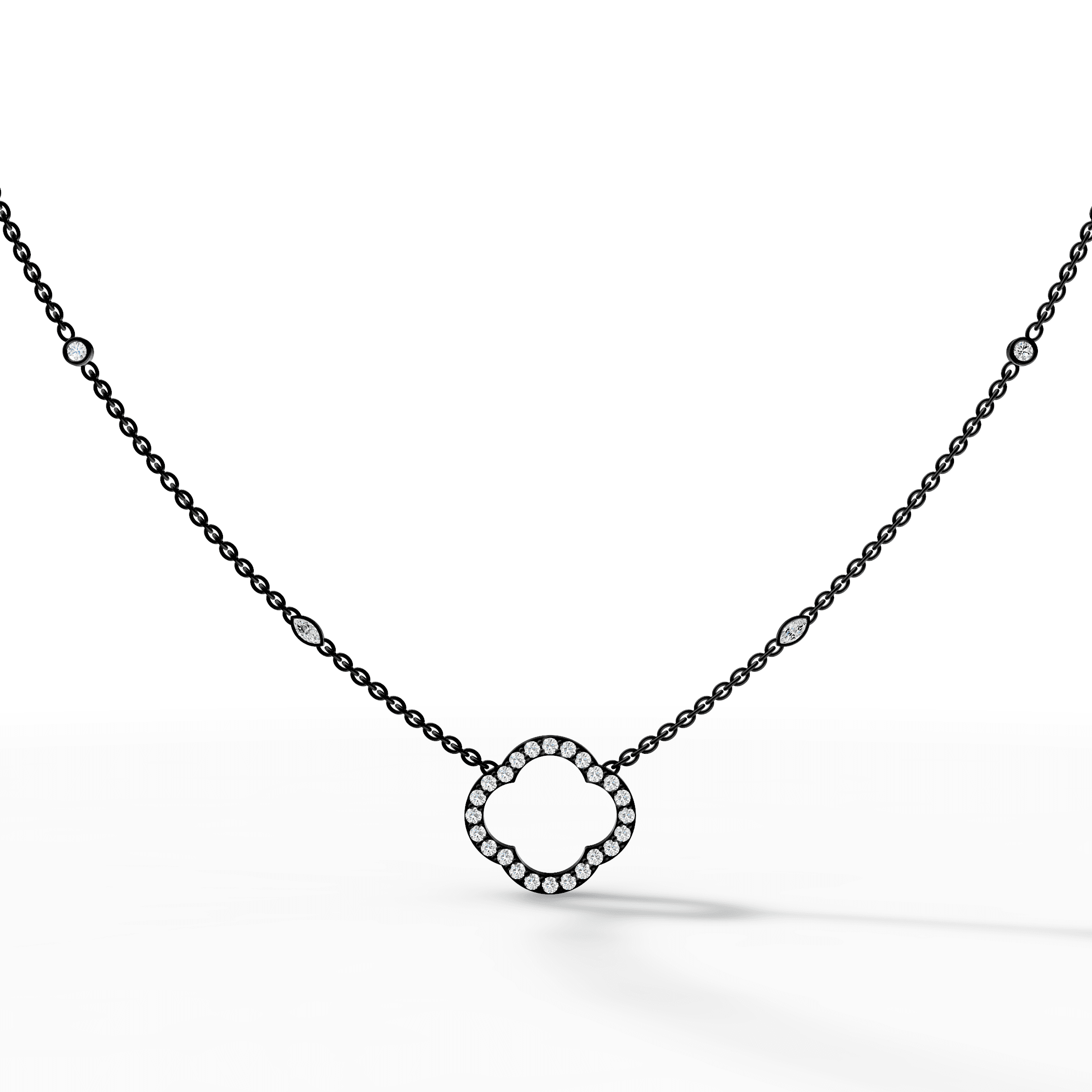 Quatrefoil Clover Pavé Diamond Outline Pendant