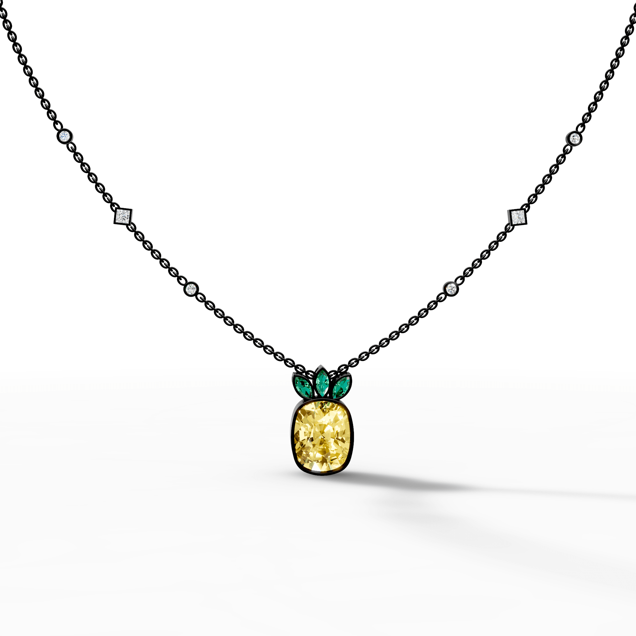 Citrine and Emerald Pineapple Gemstone Pendant