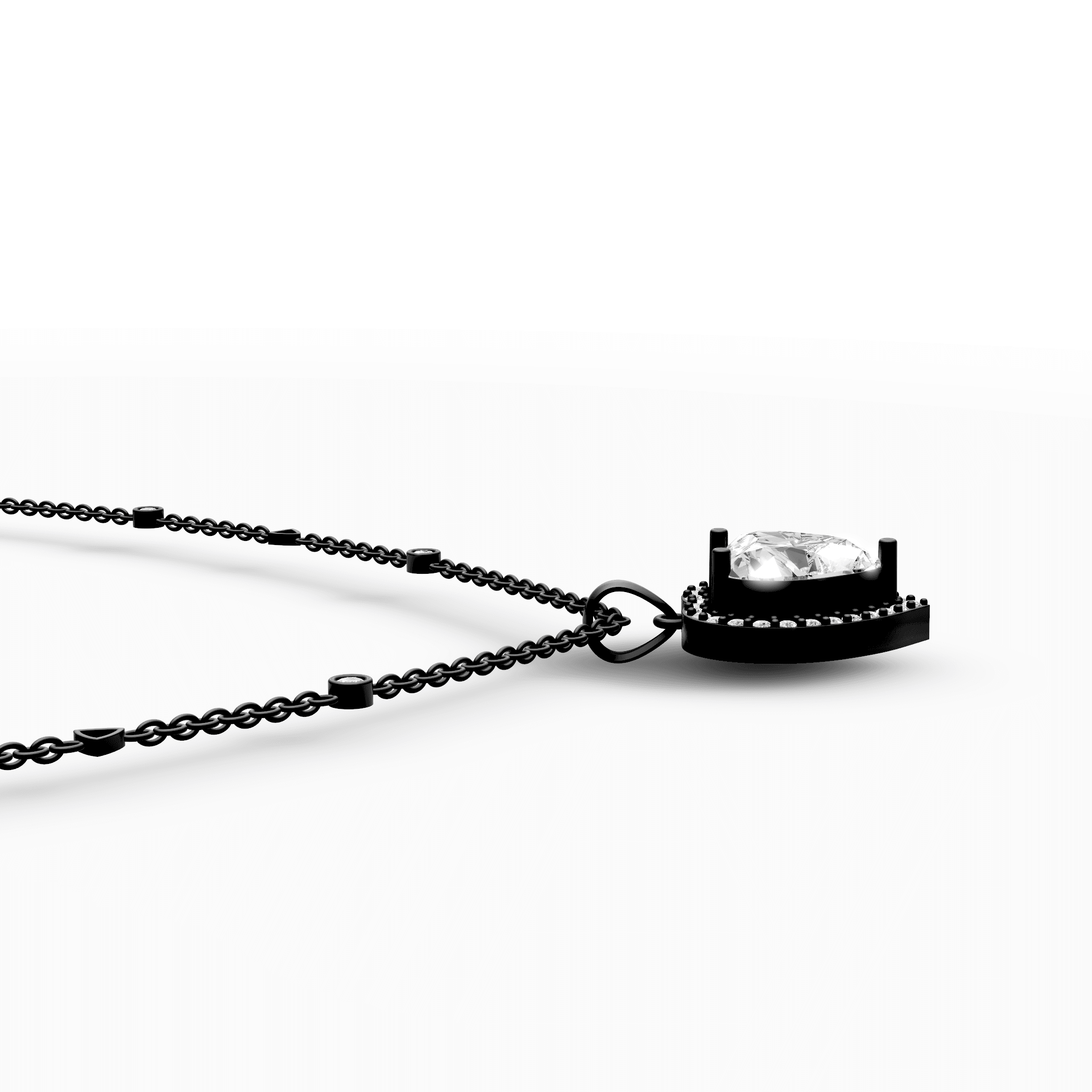 Heart-Cut Solitaire Diamond Halo Pendant — gallery view