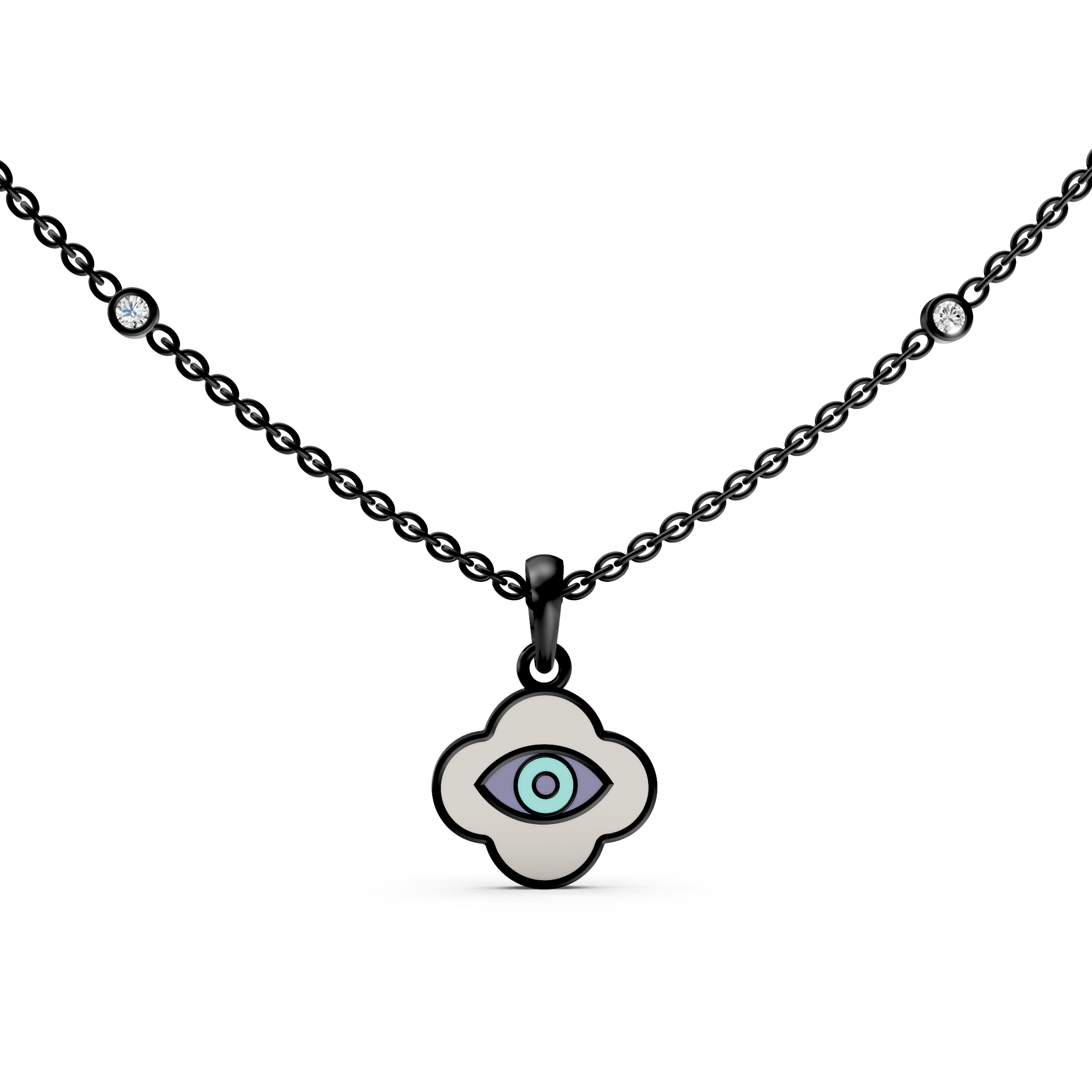 Quatrefoil Enamel Evil Eye Talisman Pendant