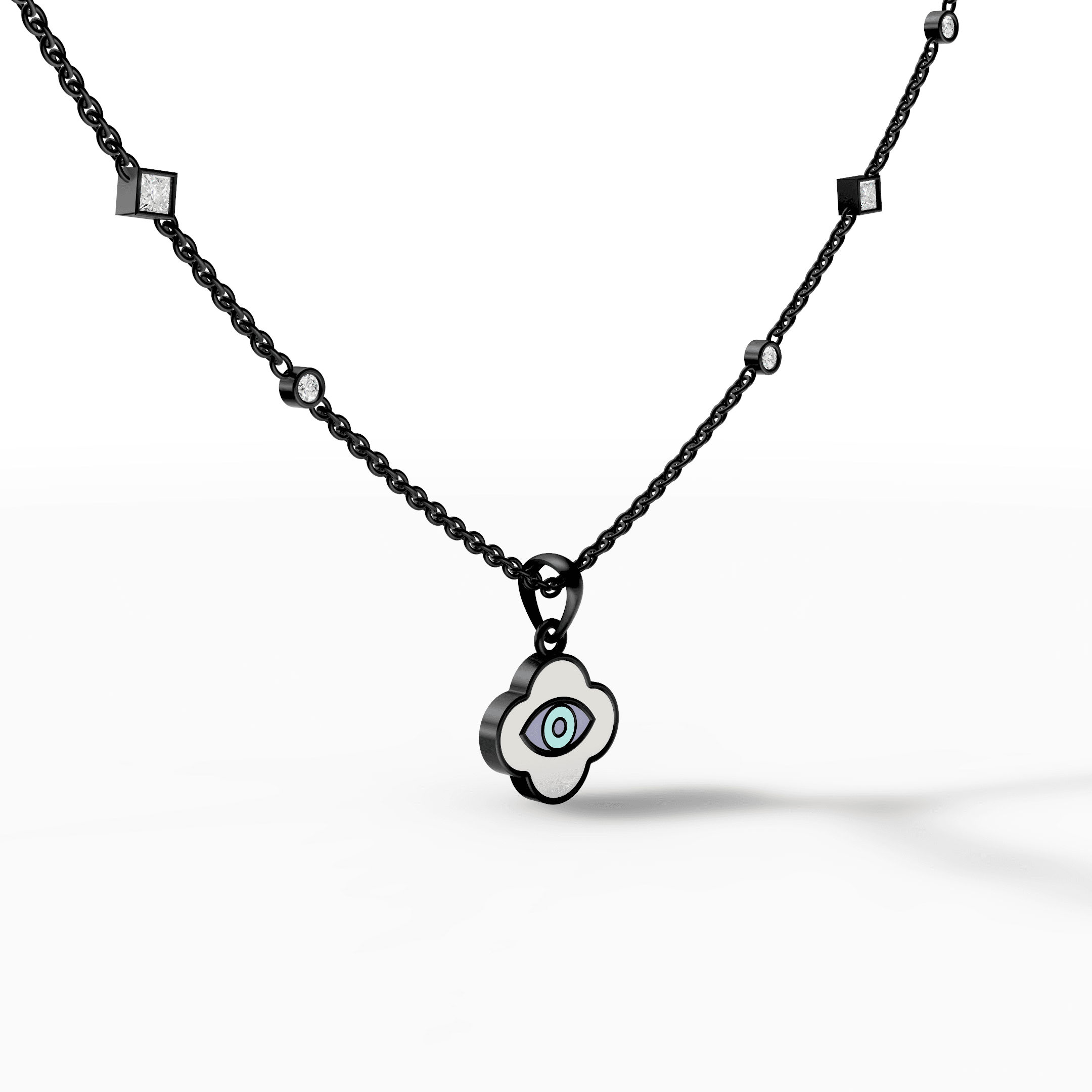 Quatrefoil Enamel Evil Eye Talisman Pendant — gallery view