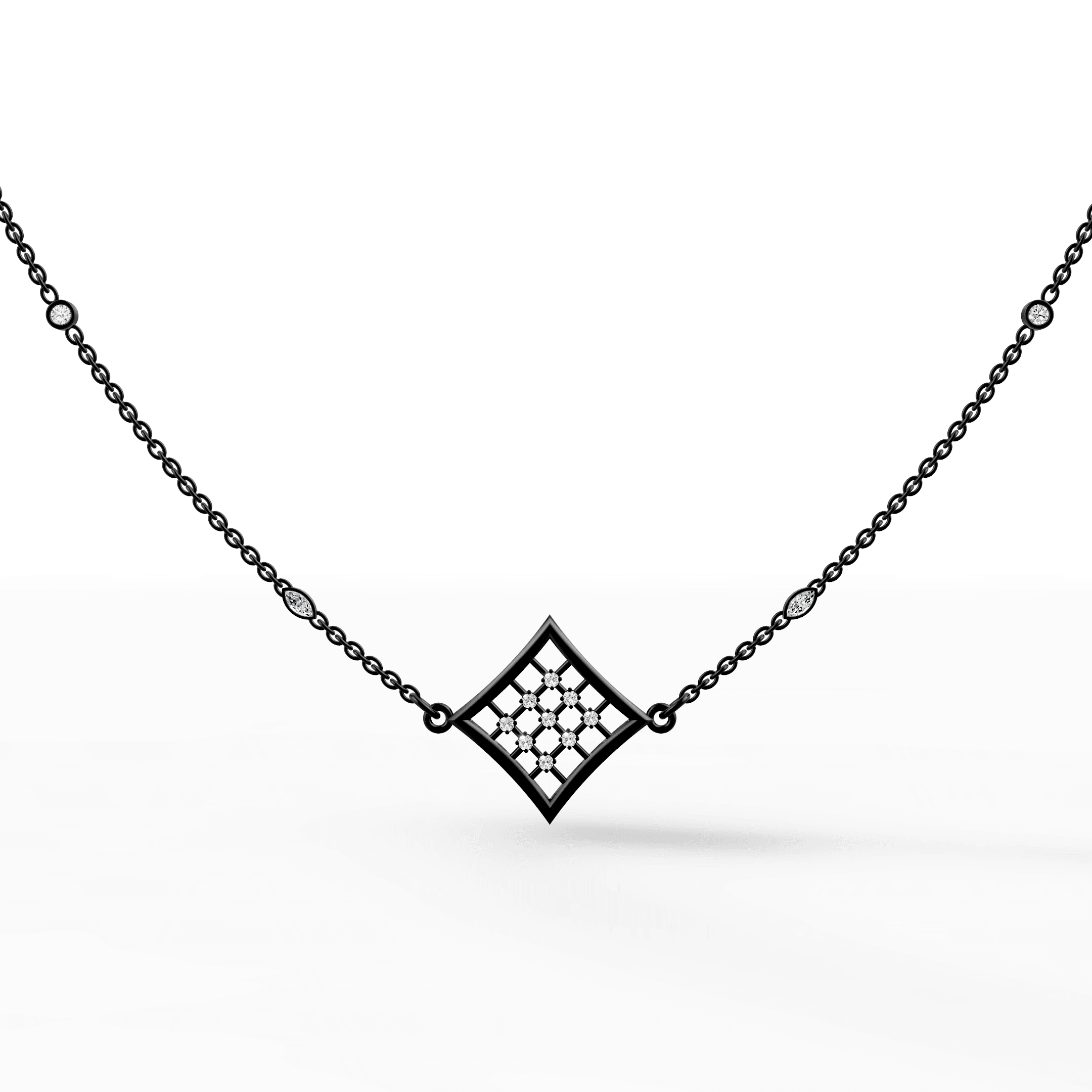 Geometric Rhombus Diamond Lattice Station Pendant