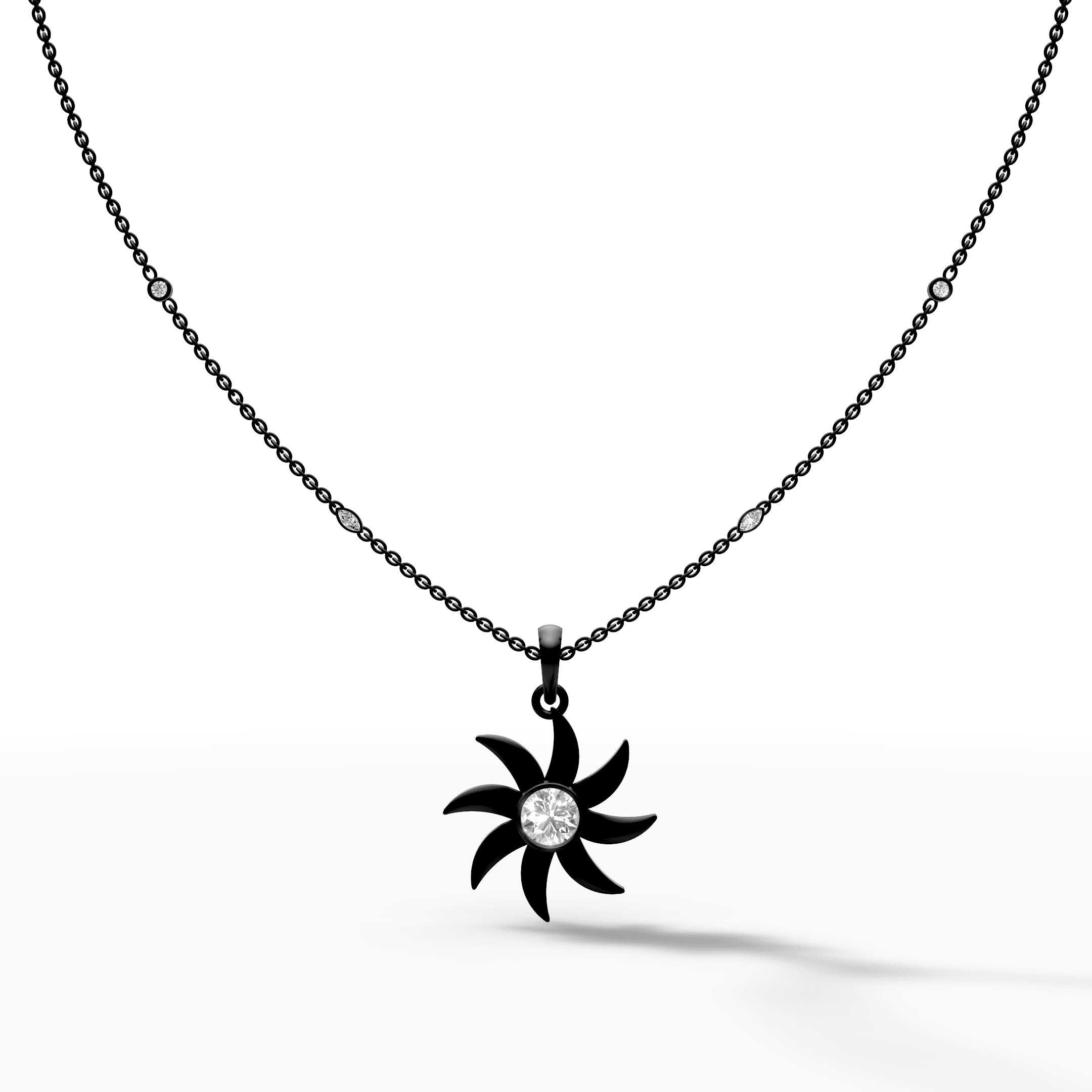 Celestial Sunburst Solitaire Diamond Pendant