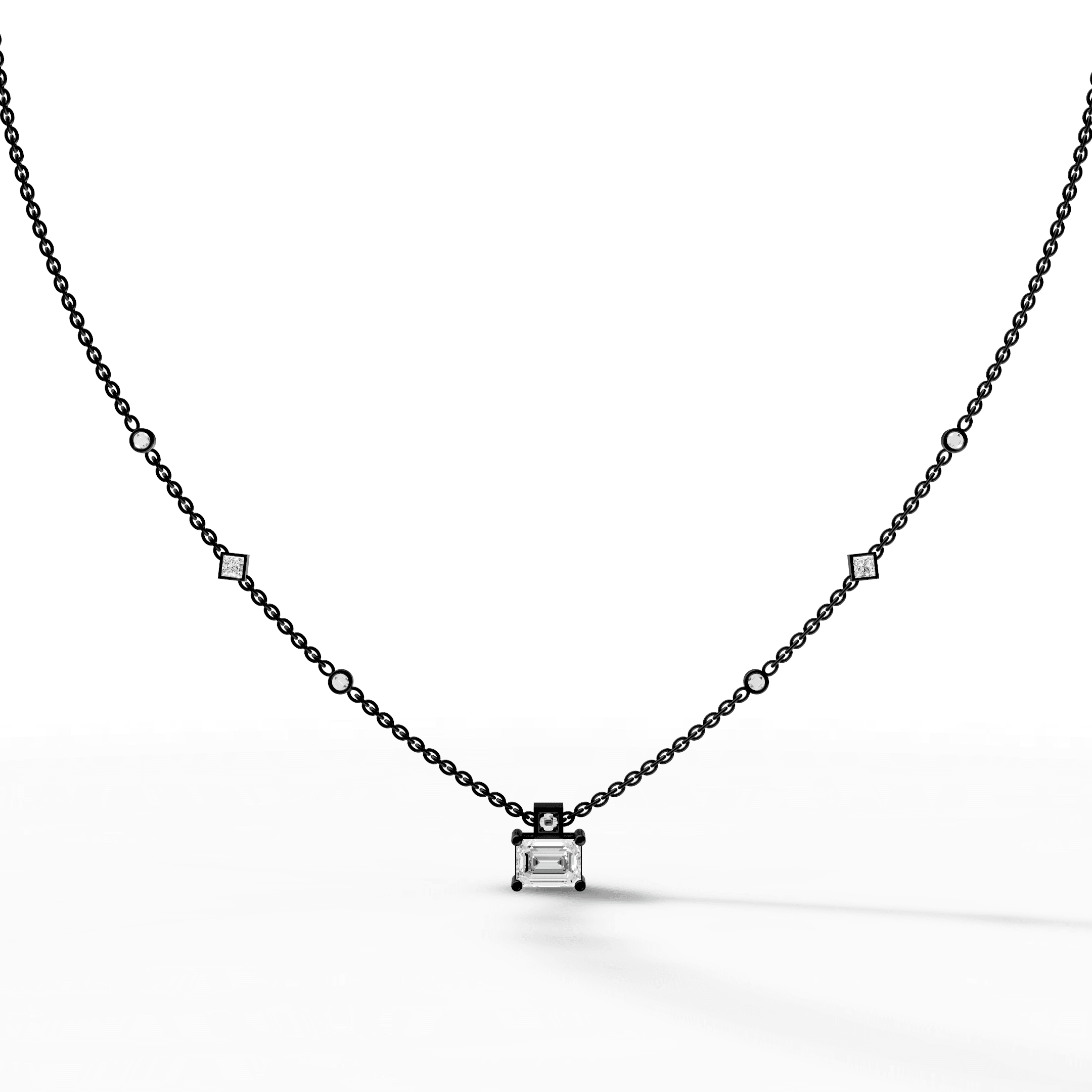 East-West Baguette Diamond Solitaire Station Pendant