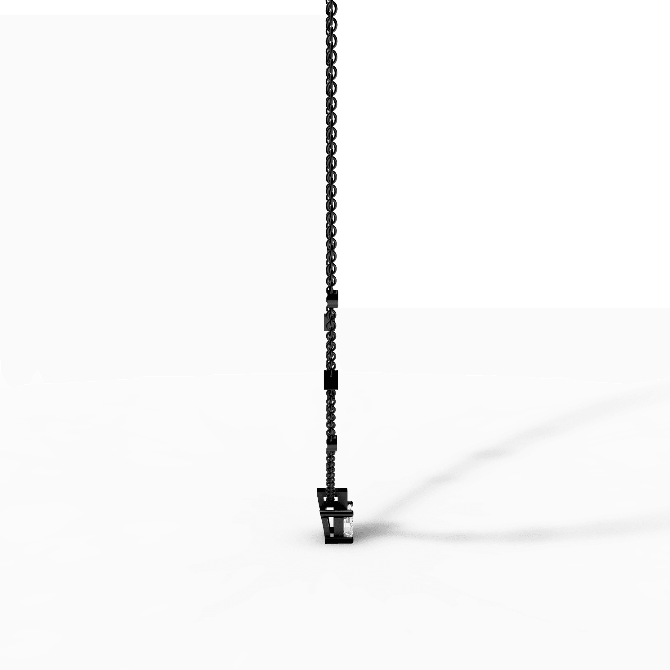 East-West Baguette Diamond Solitaire Station Pendant — gallery view