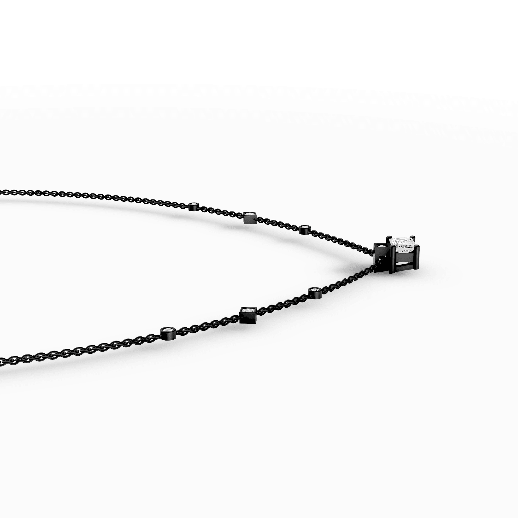 East-West Baguette Diamond Solitaire Station Pendant — gallery view