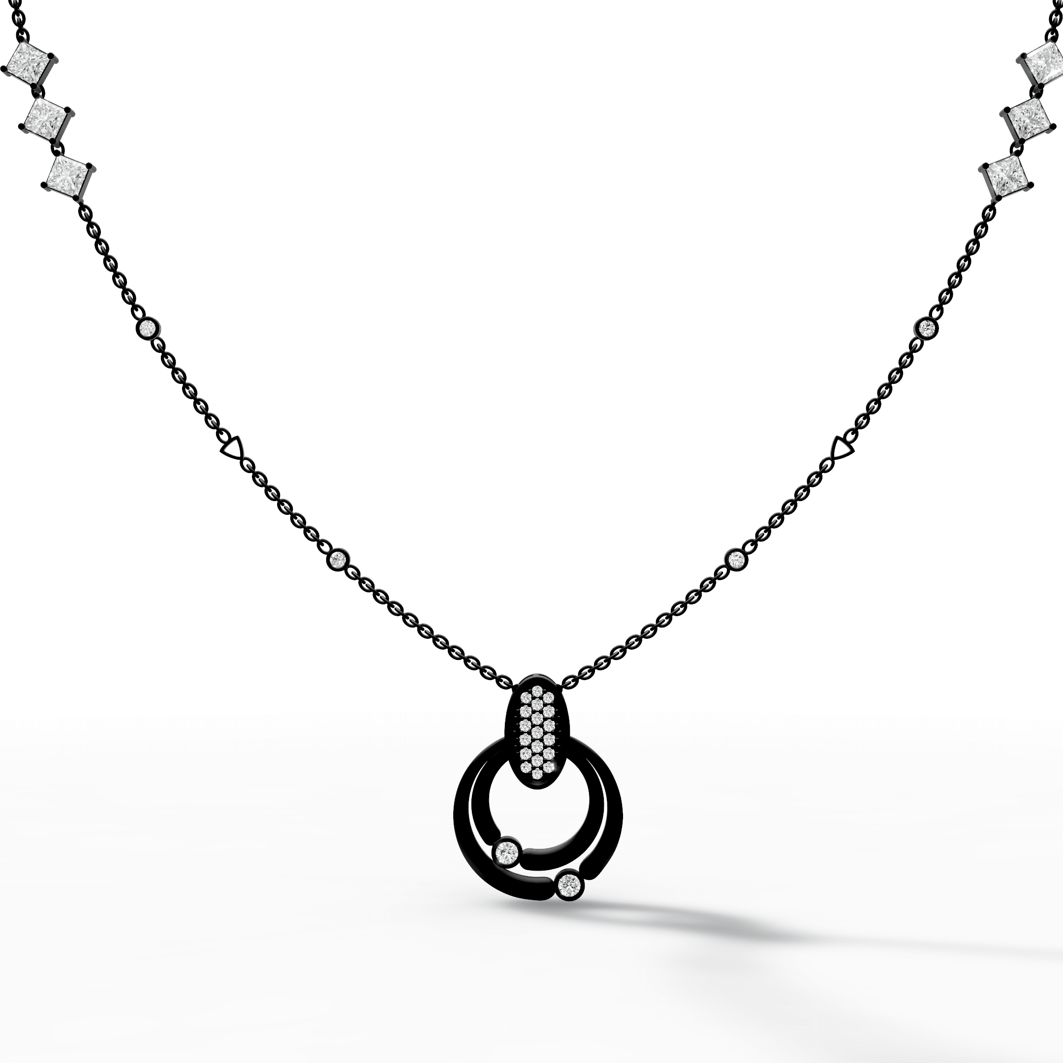 Interlocking Double Circle Pavé Bail Drop Pendant