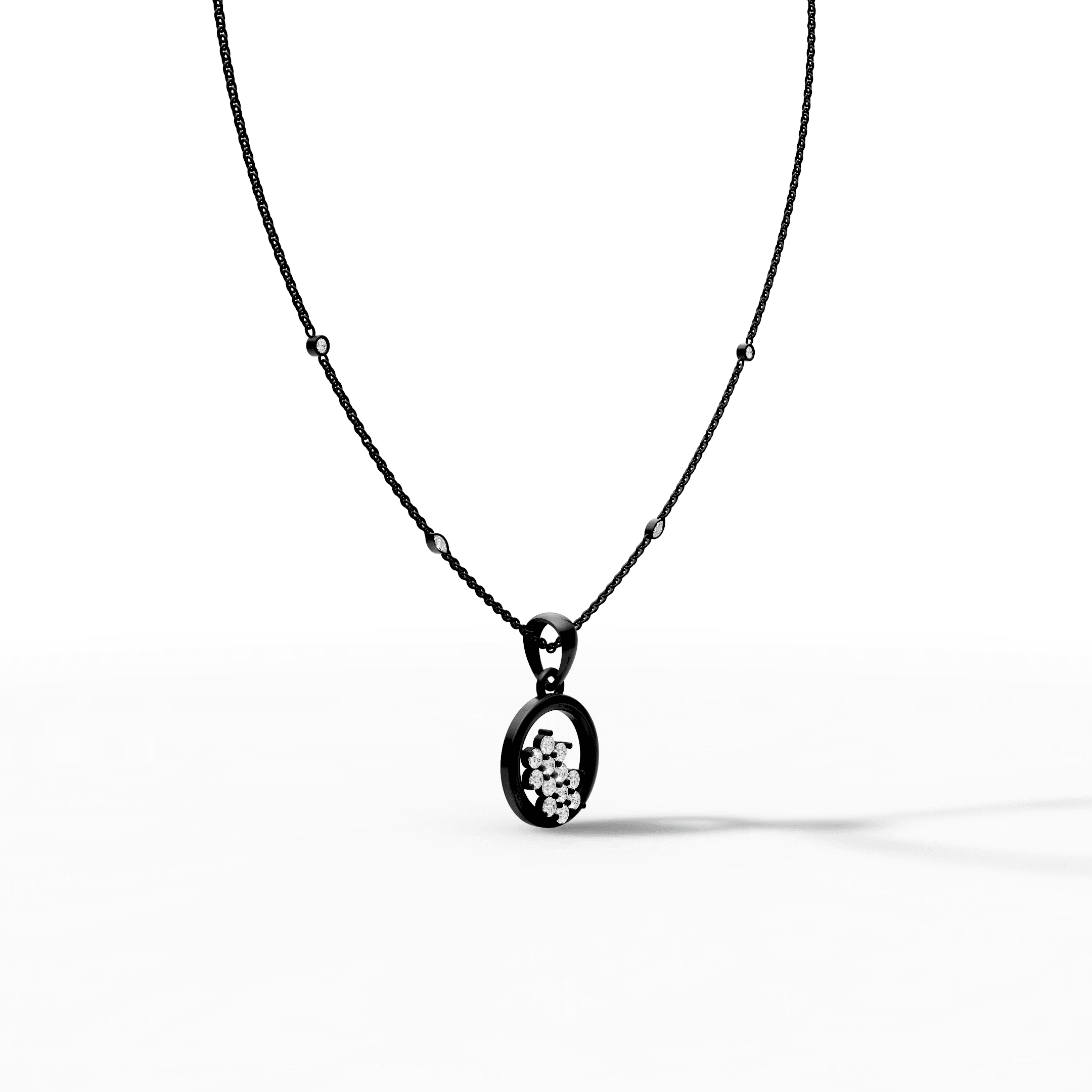Open Circle Diamond Cluster Accent Pendant — gallery view