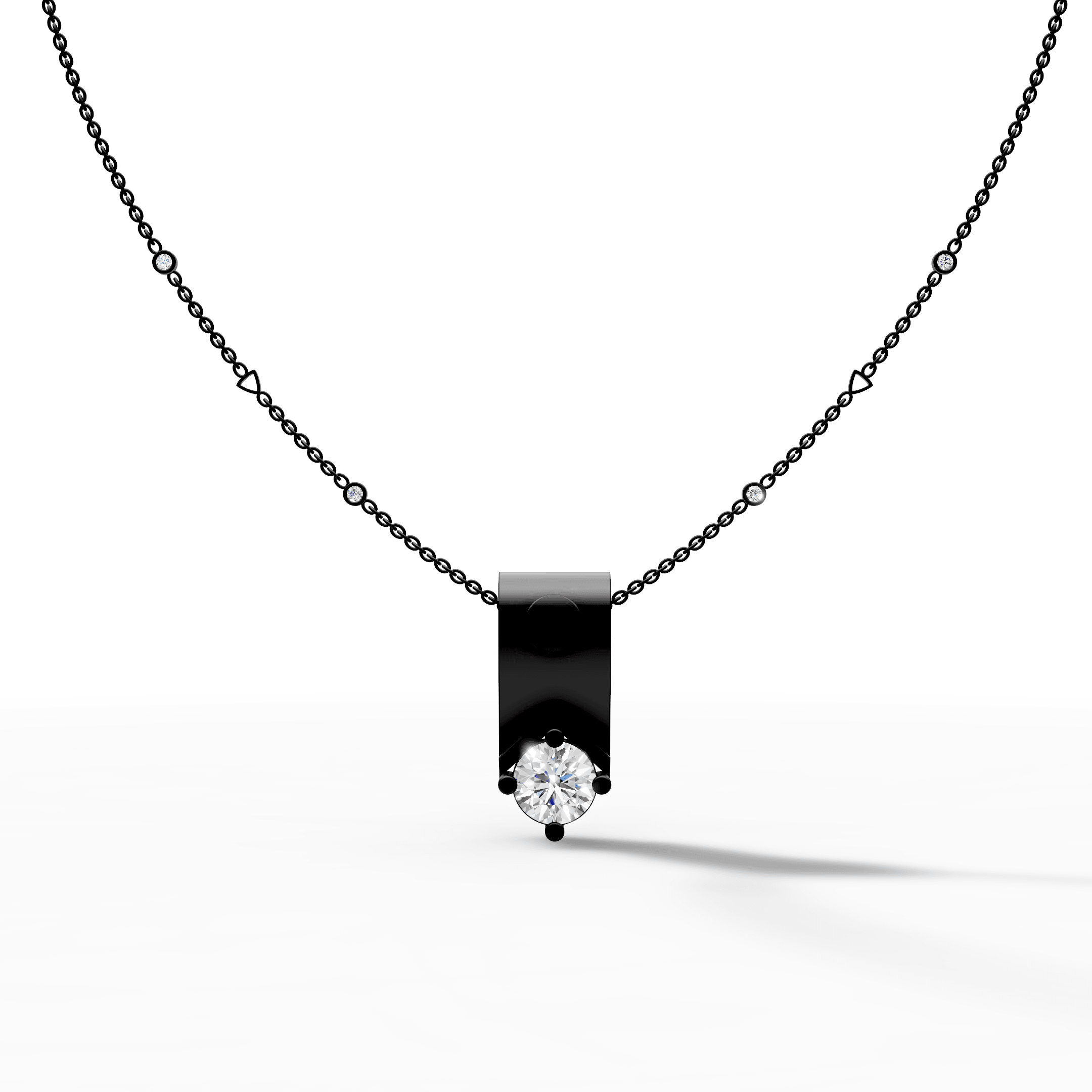 Geometric  Bar Solitaire Diamond Drop Pendant