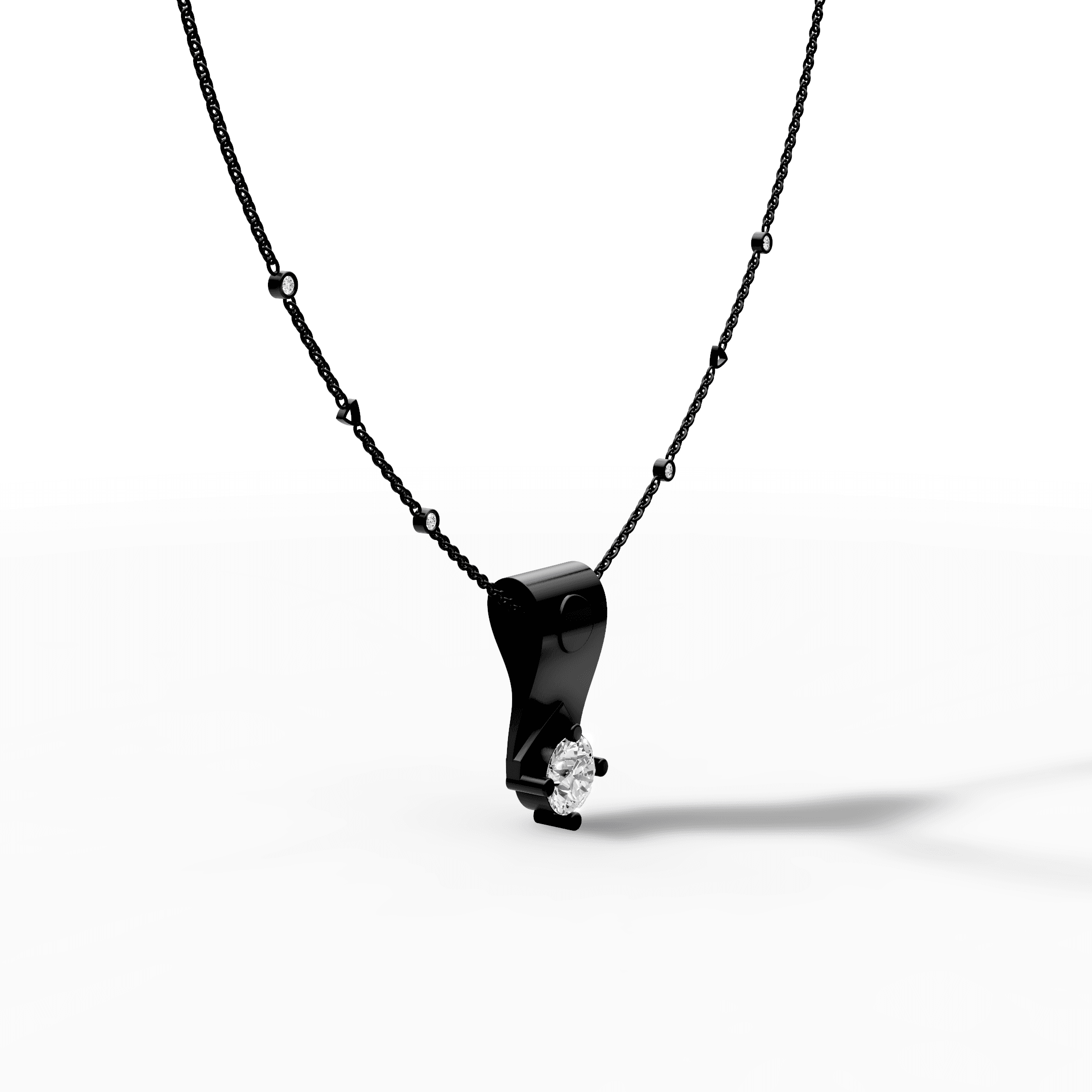 Geometric  Bar Solitaire Diamond Drop Pendant — gallery view