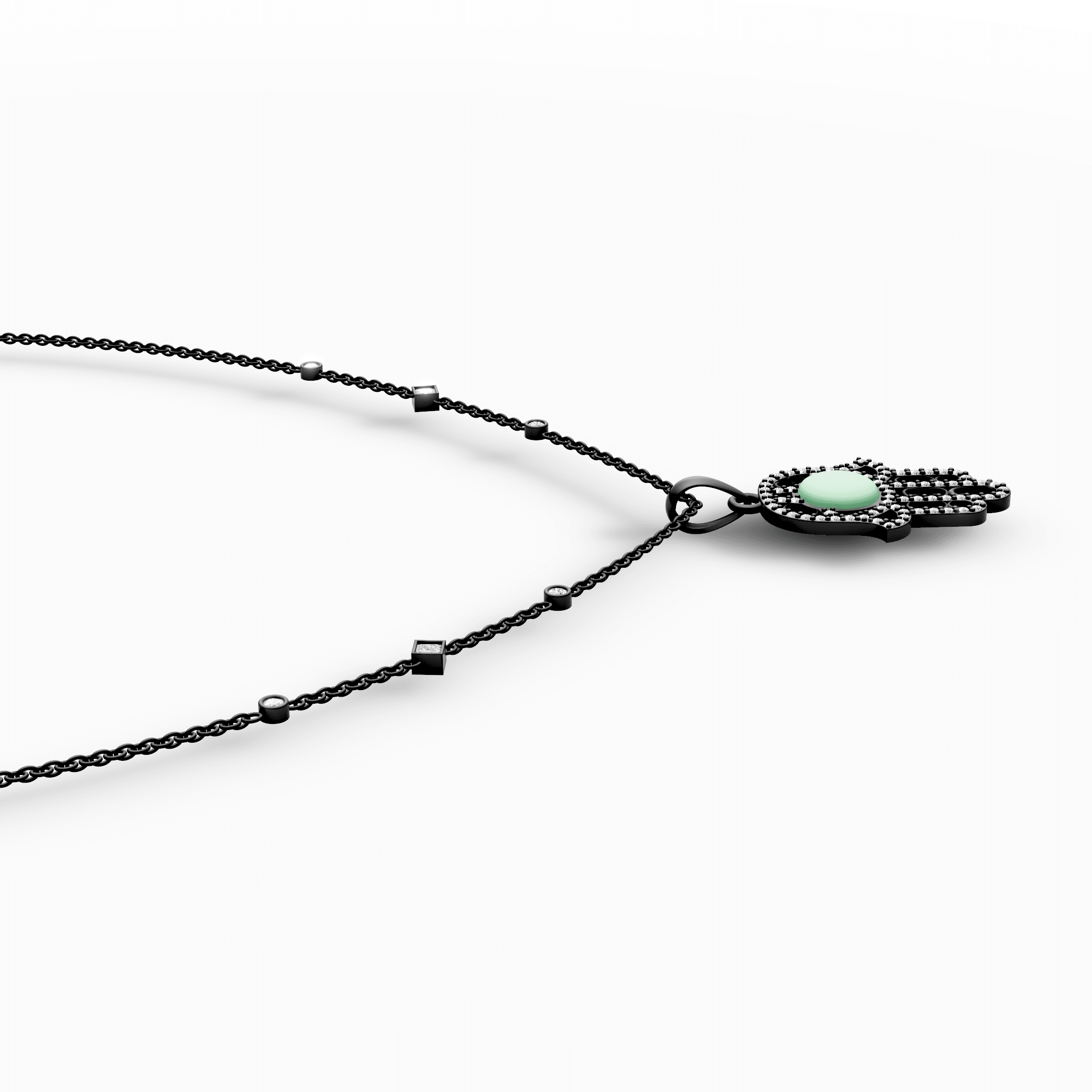 Pavé Diamond Hamsa Hand Turquoise Gemstone Pendant — gallery view