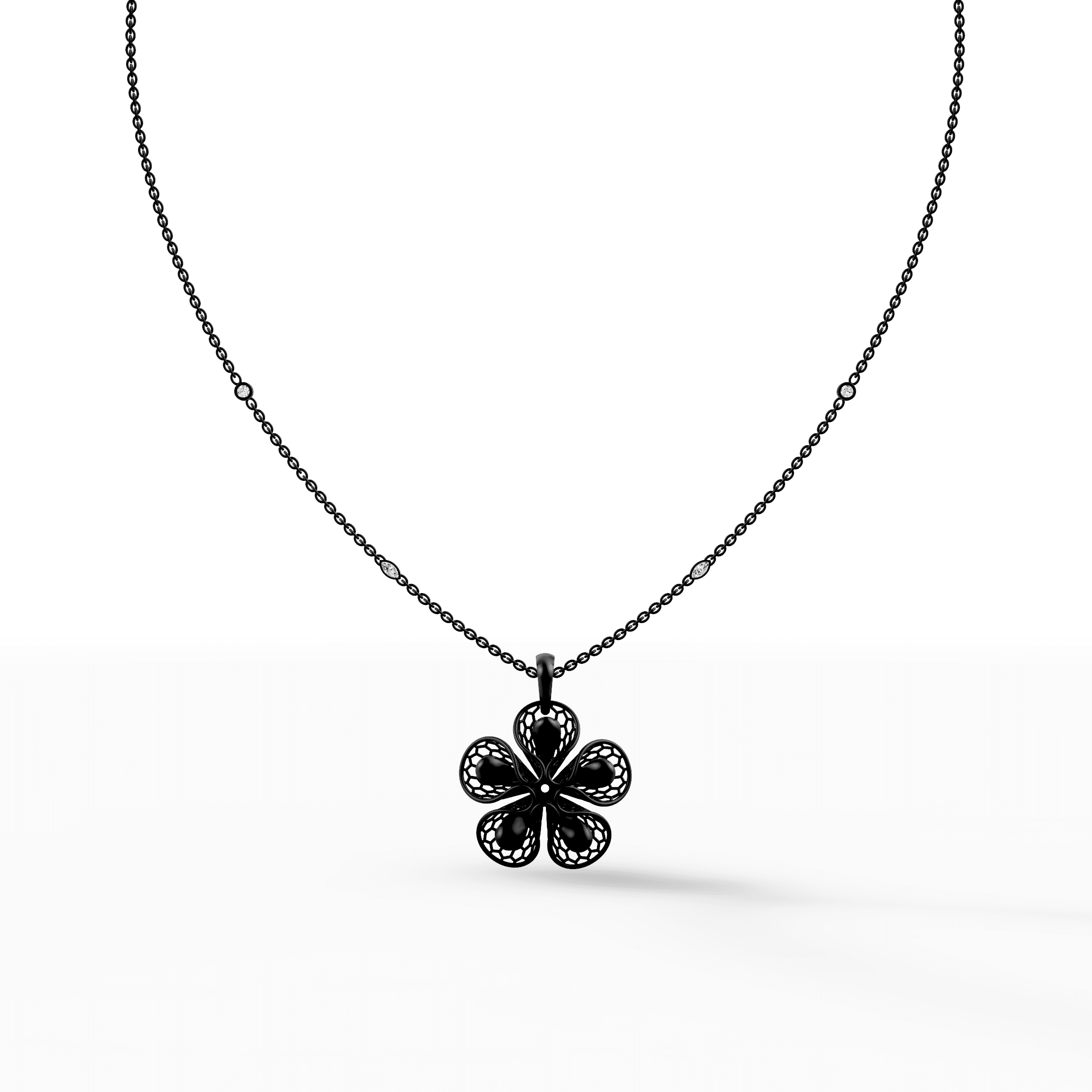 Filigree Five-Petal Lace Floral Blossom Pendant
