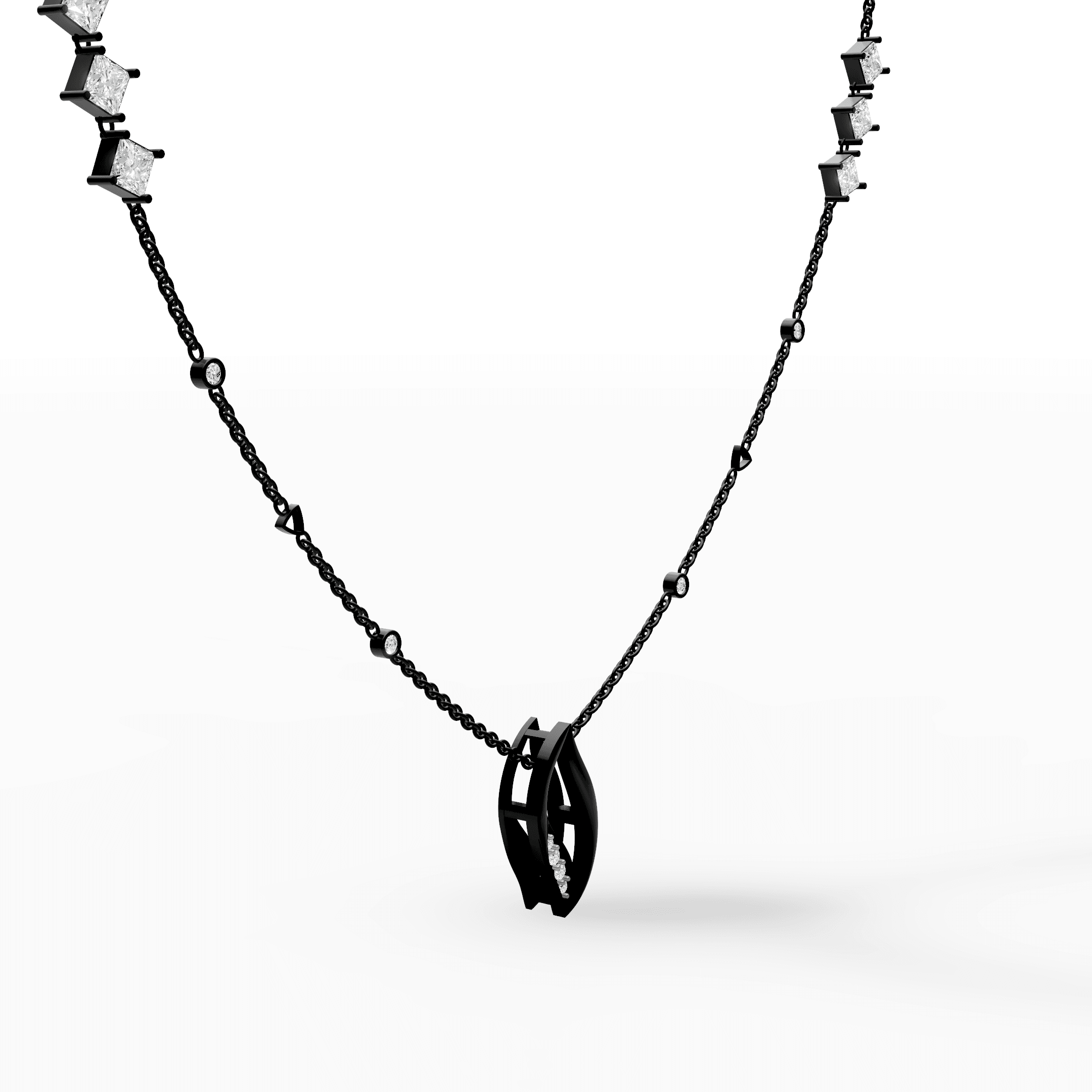 Twisted Marquise Ribbon Pavé Diamond Pendant — gallery view