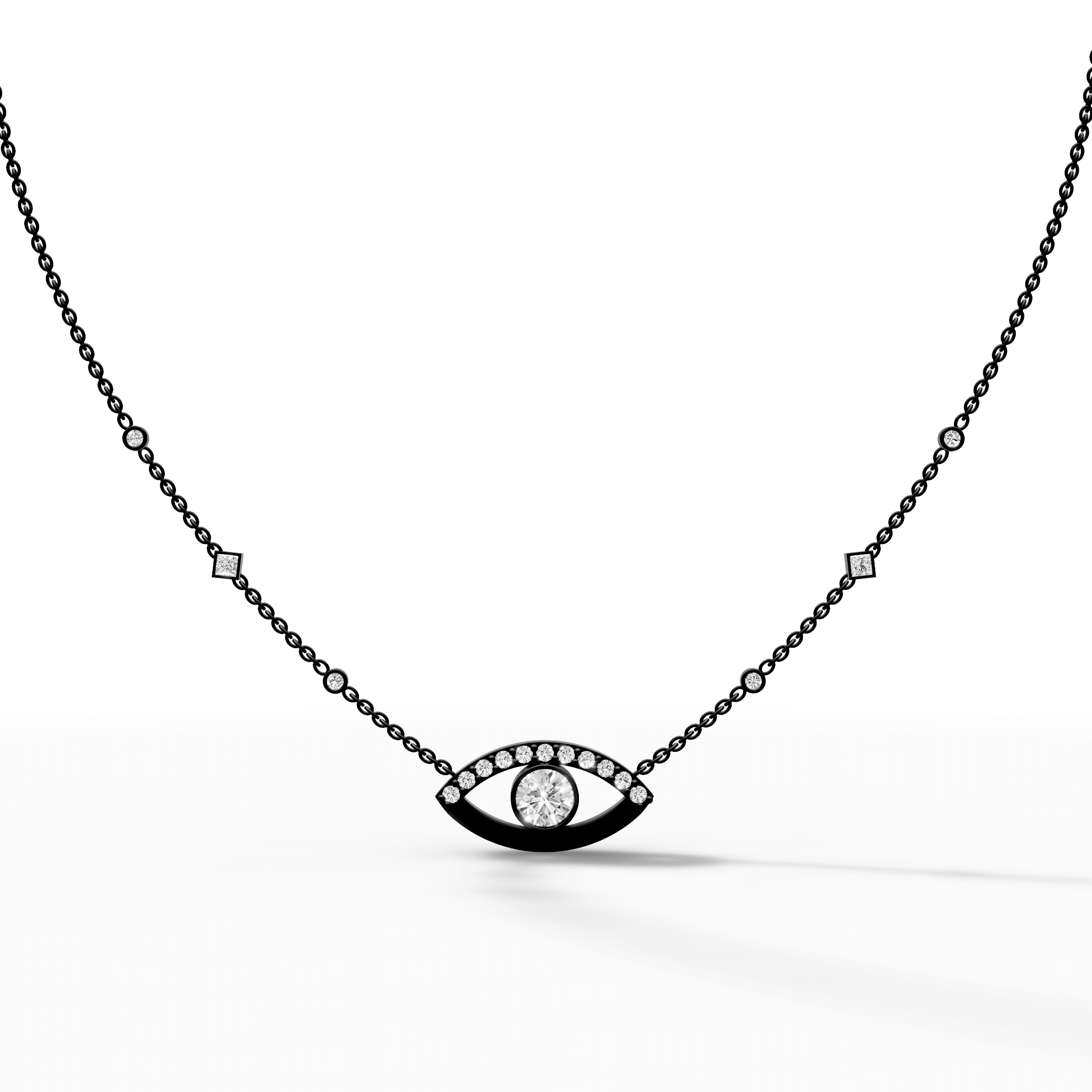 Marquise Evil Eye Solitaire Diamond Station Pendant