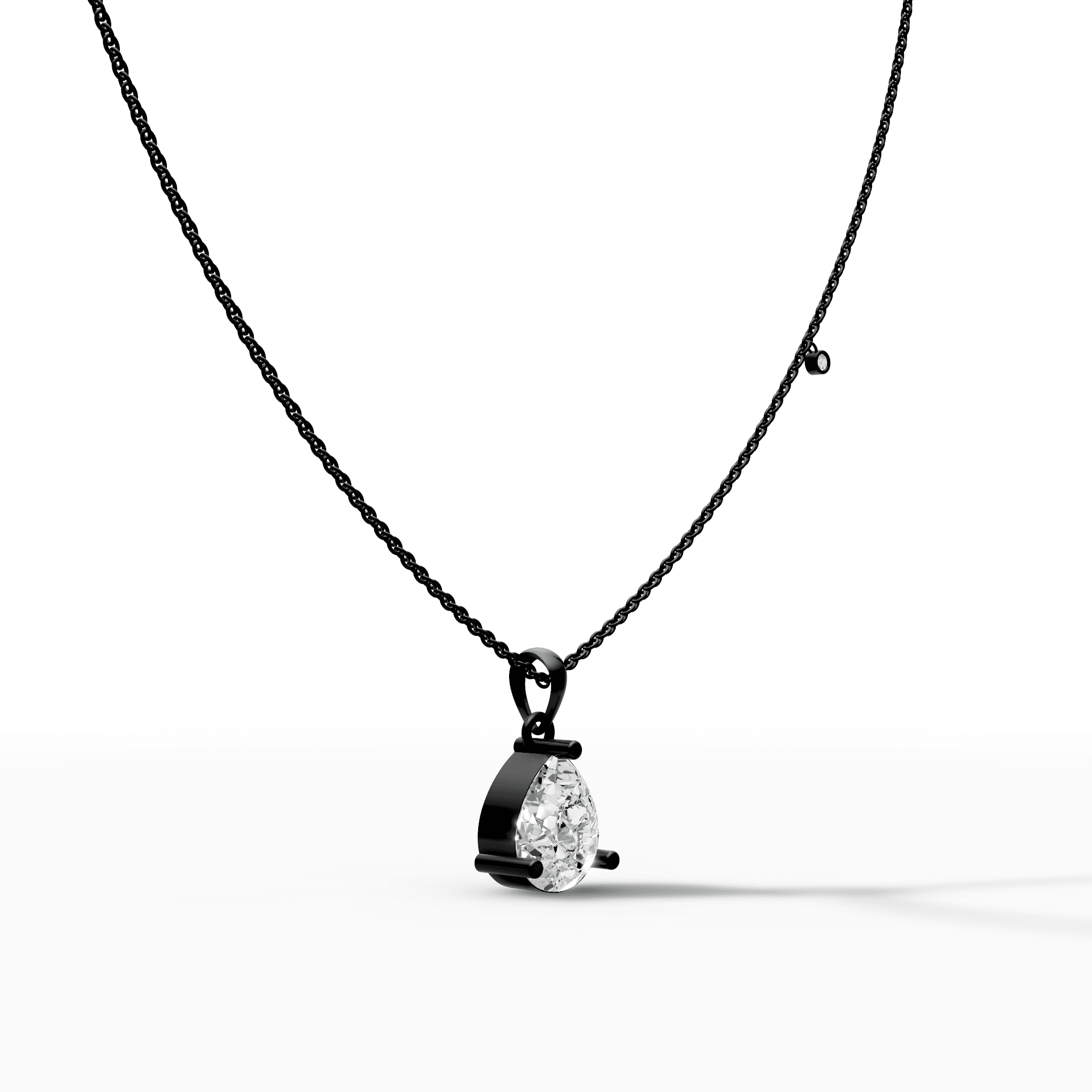 Pear-Cut Solitaire Diamond Teardrop Pendant — gallery view
