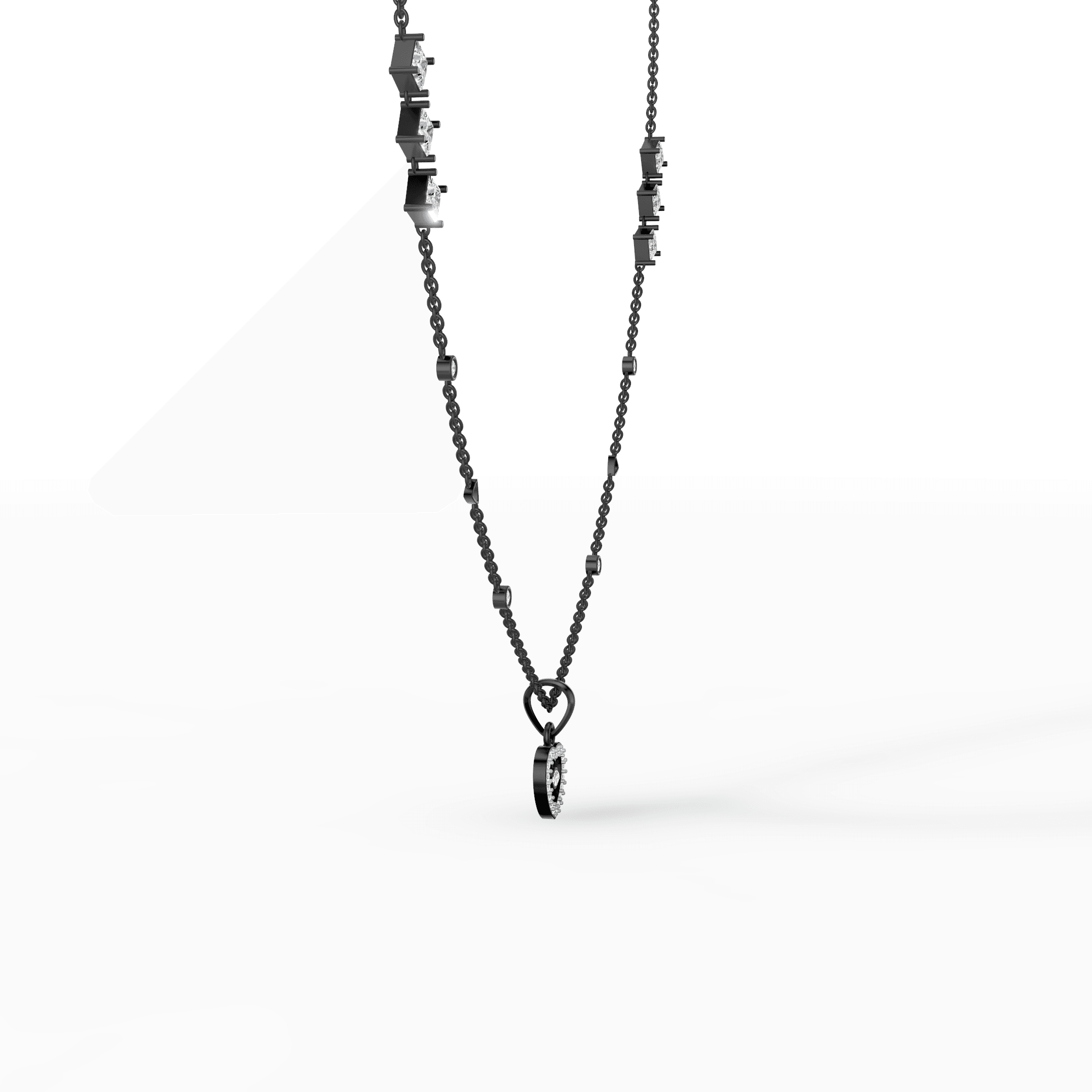 Heart-Shaped Filigree Evil Eye Diamond Pendant — gallery view