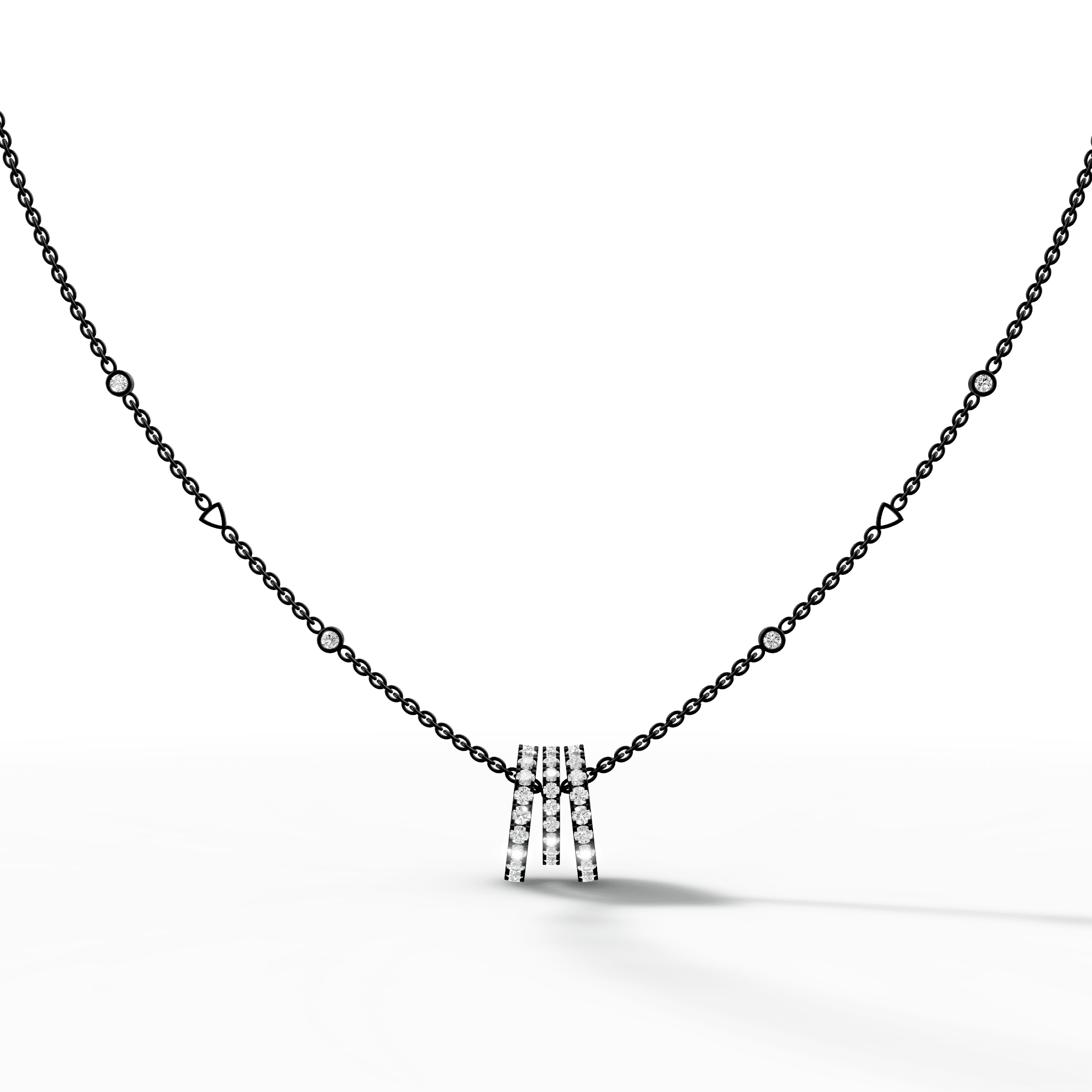 Triple Band Diamond Barrel Pendant