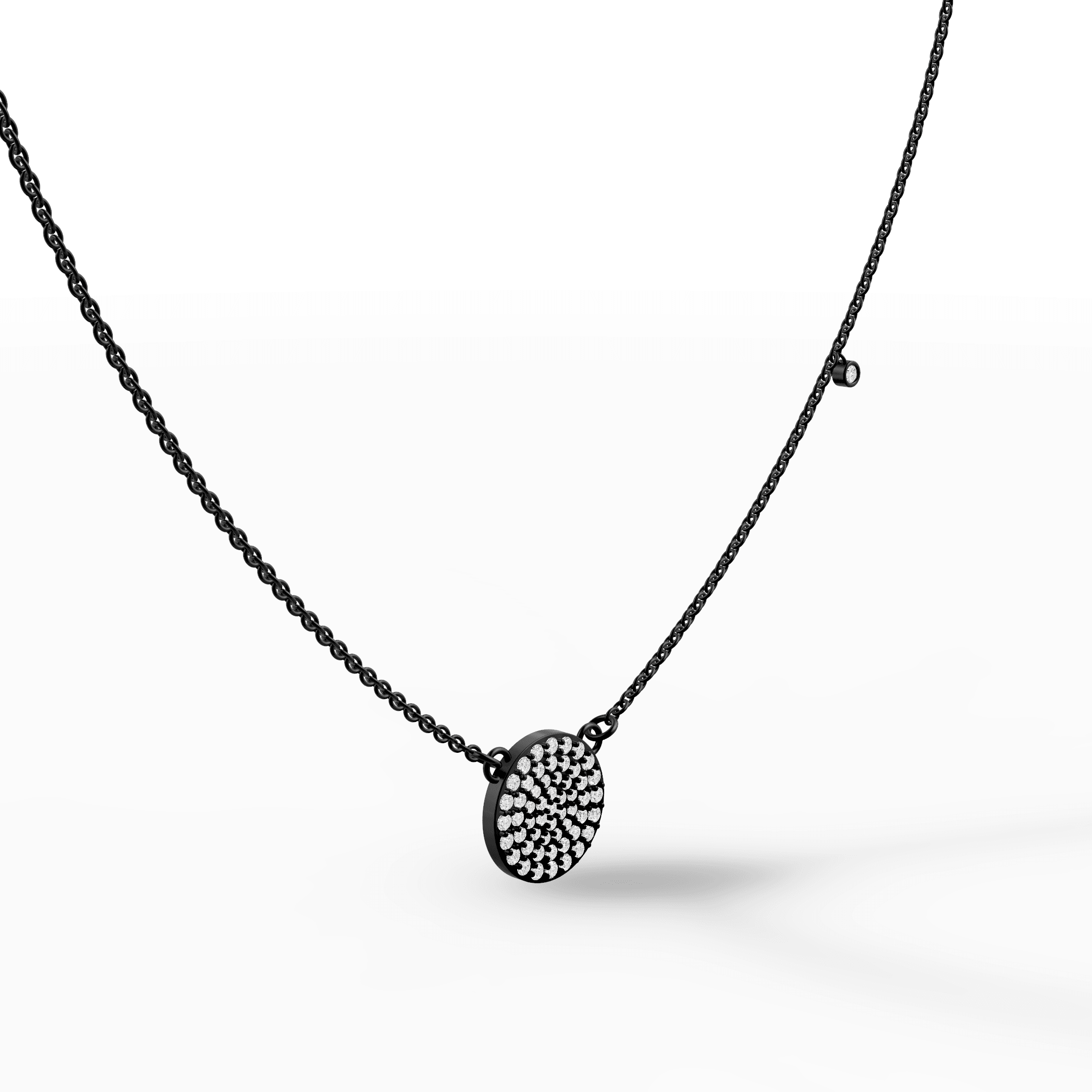 Pavé Diamond Disc Pendant — gallery view