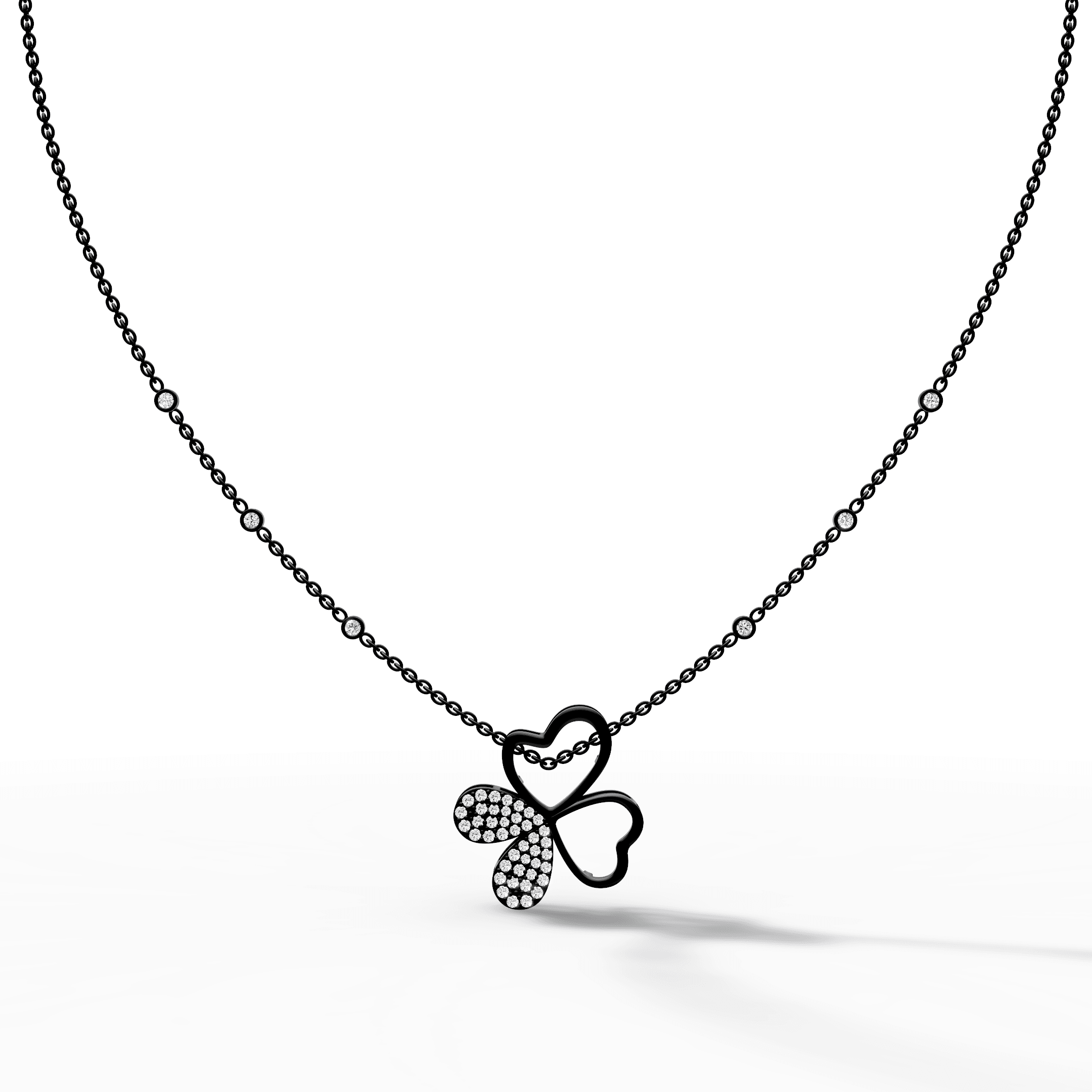 Three-Leaf Heart Clover Diamond Pendant