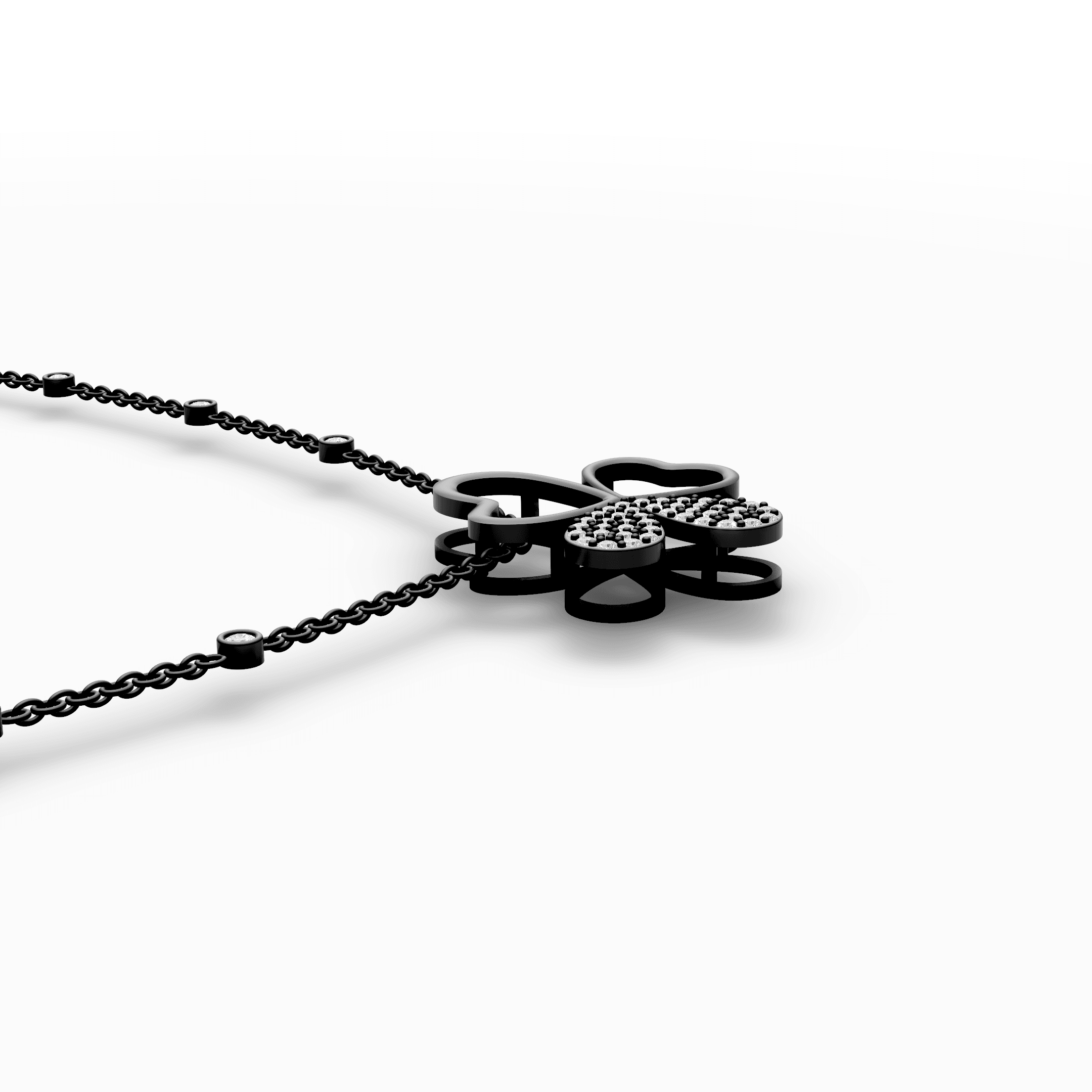 Three-Leaf Heart Clover Diamond Pendant — gallery view