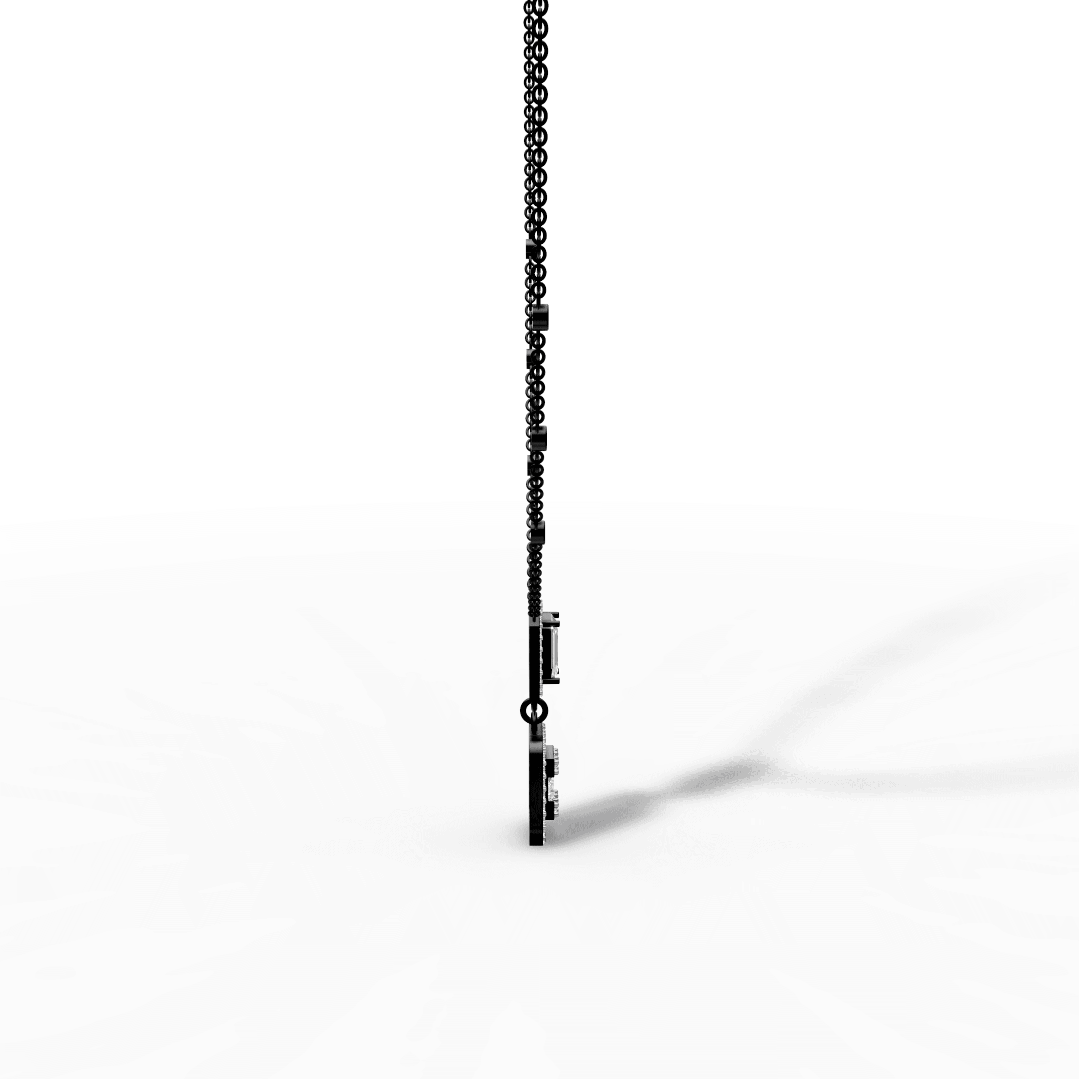 Art Deco Emerald & Baguette Diamond Drop Pendant — gallery view
