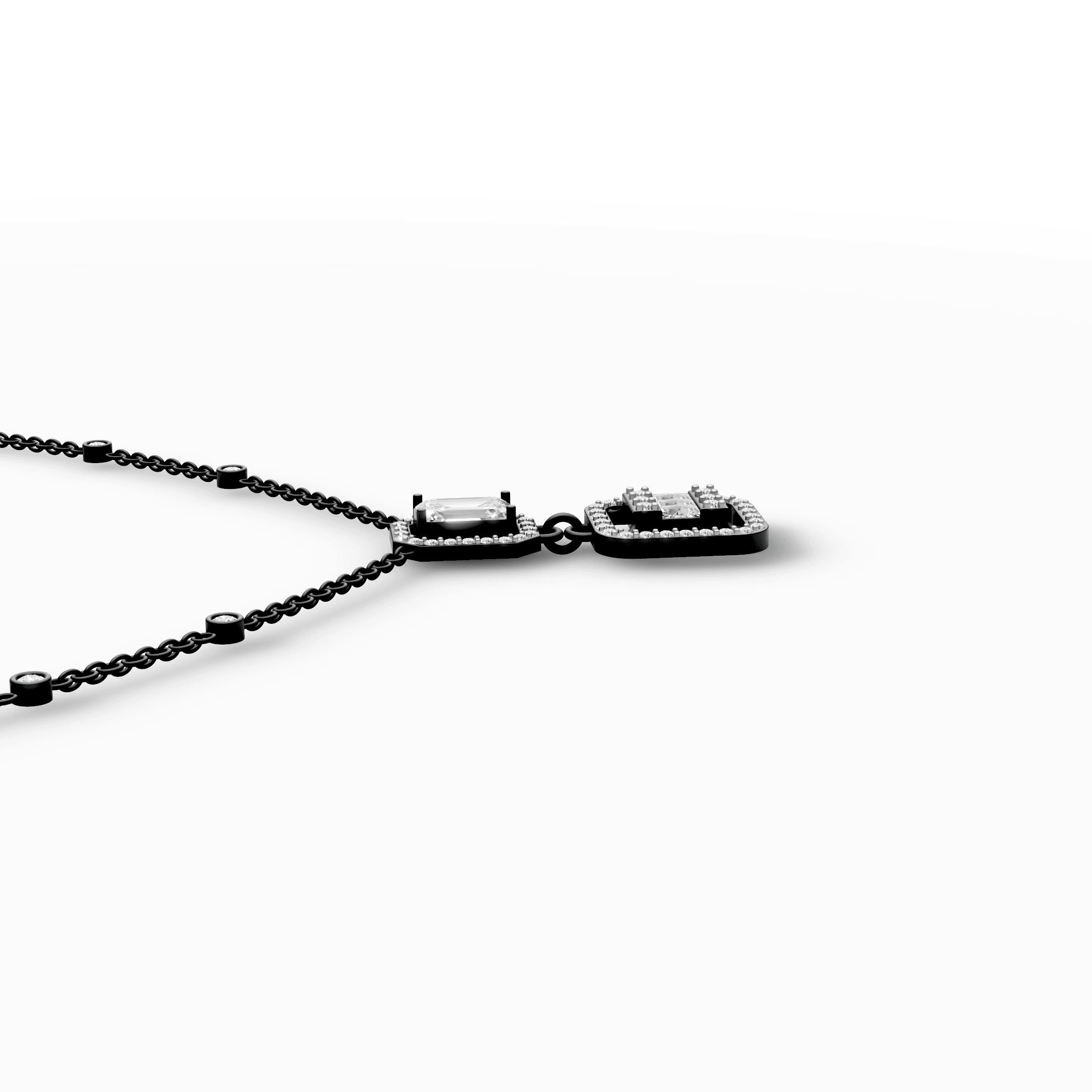 Art Deco Emerald & Baguette Diamond Drop Pendant — gallery view