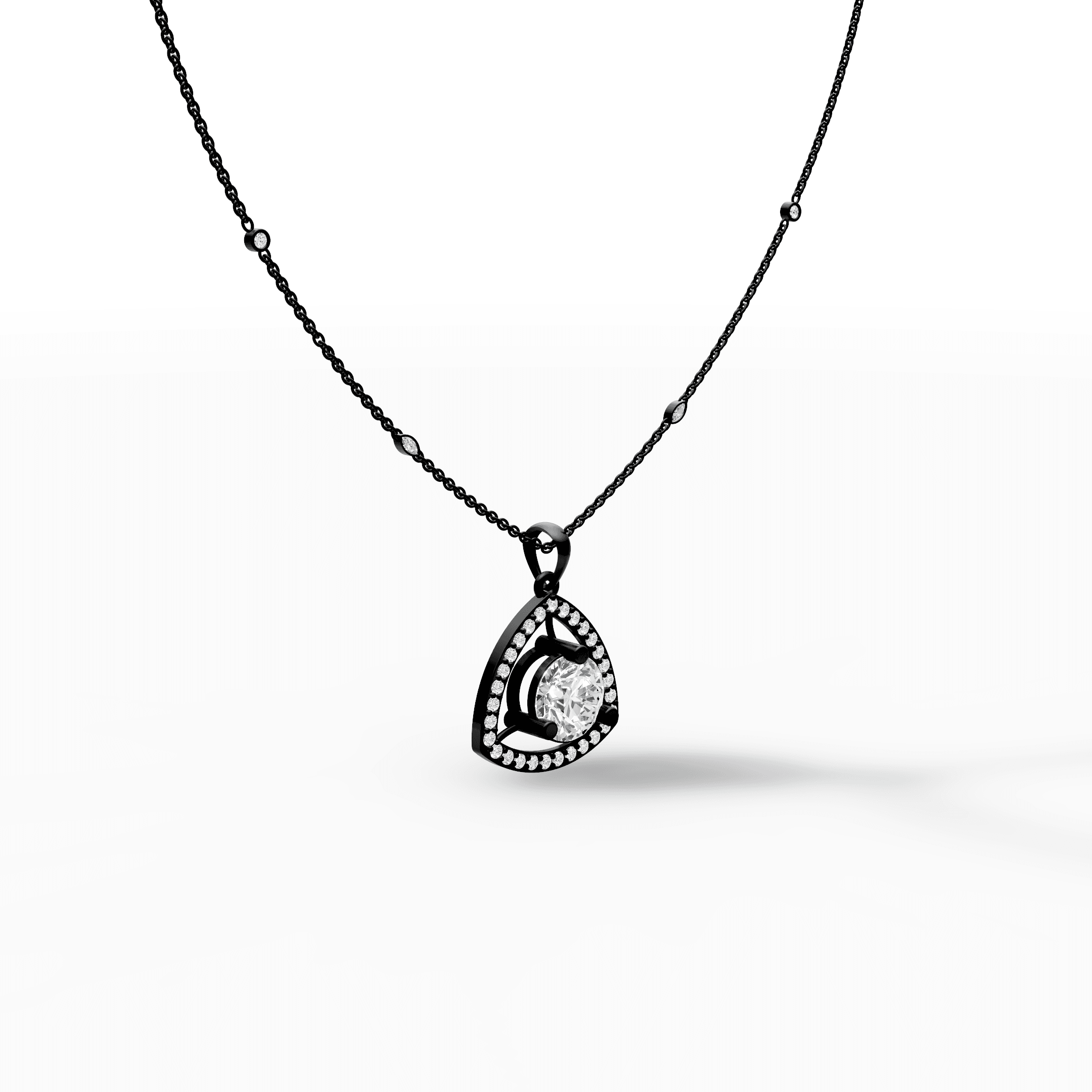 Trillion Halo Solitaire Diamond Pendant — gallery view
