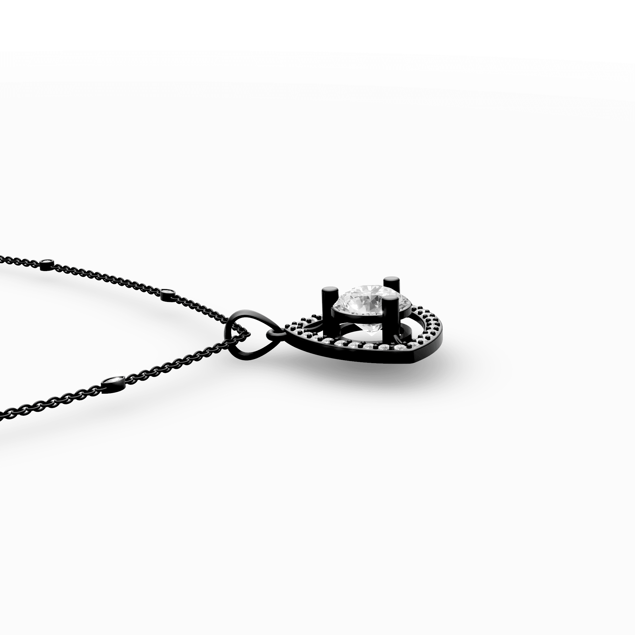 Trillion Halo Solitaire Diamond Pendant — gallery view