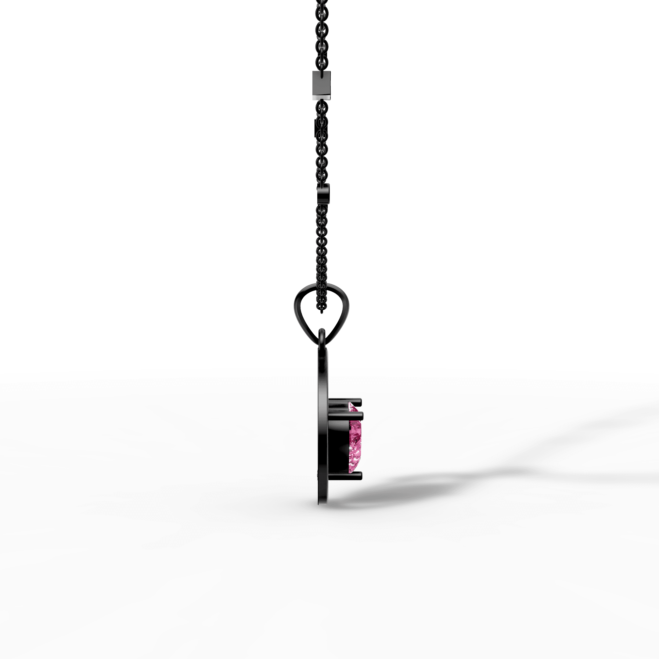 Pink Heart Orbital Diamond Pendant — gallery view