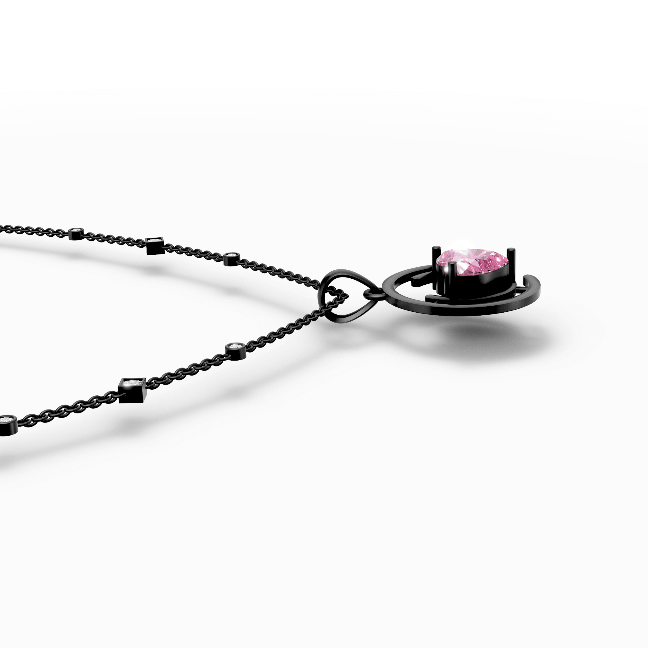 Pink Heart Orbital Diamond Pendant — gallery view