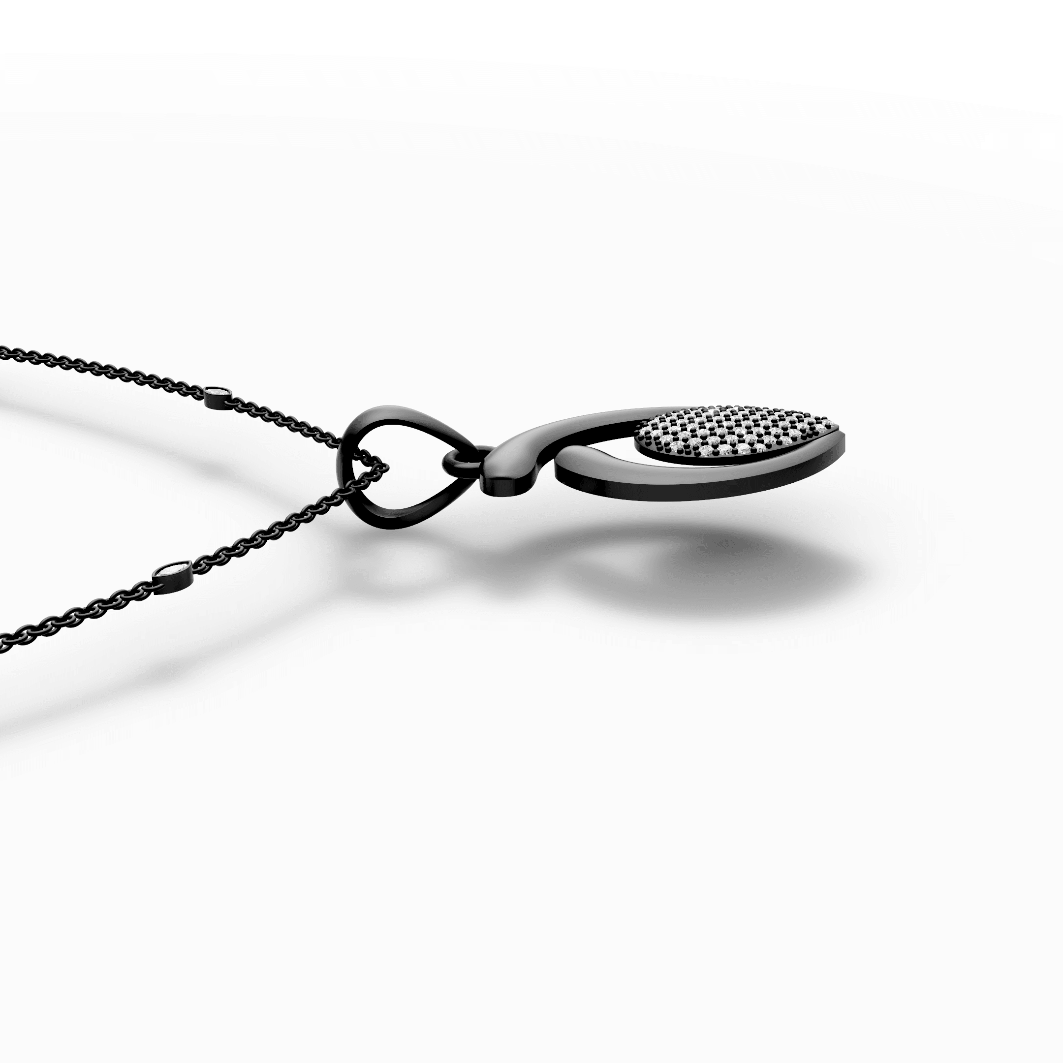 Curved Ribbon Teardrop Diamond Pendant — gallery view