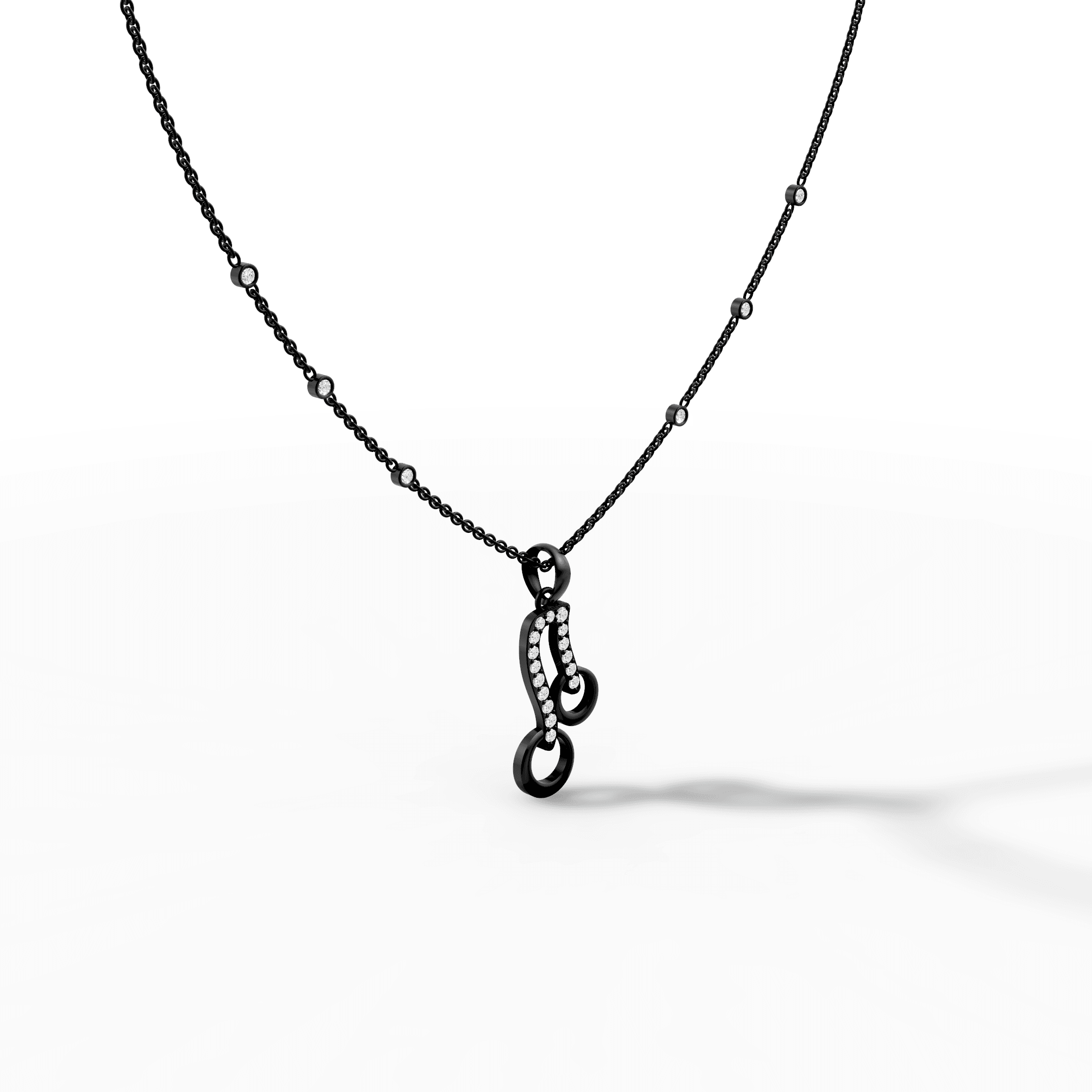 Musical Note Pavé Diamond Pendant — gallery view
