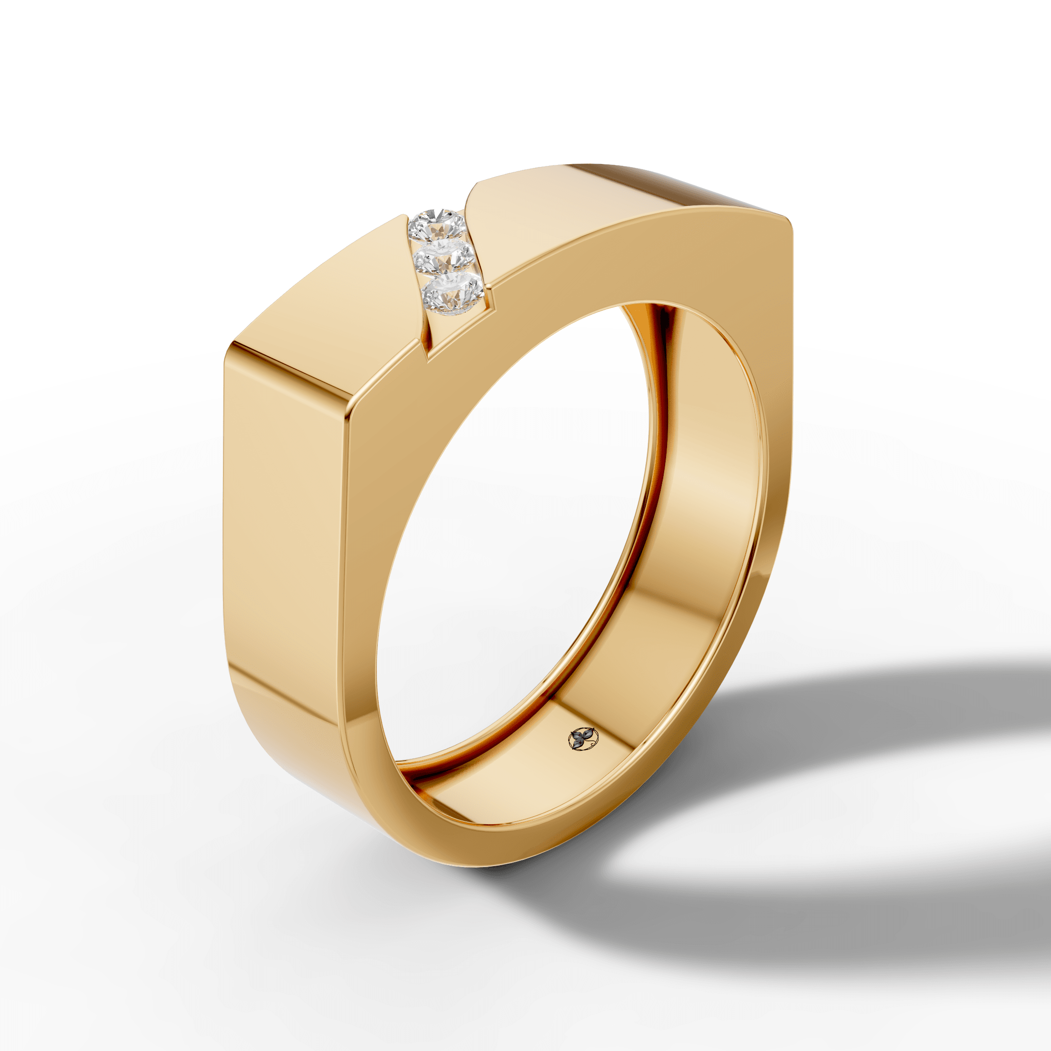 Royal Noir Triple-Stone Ring — gallery view