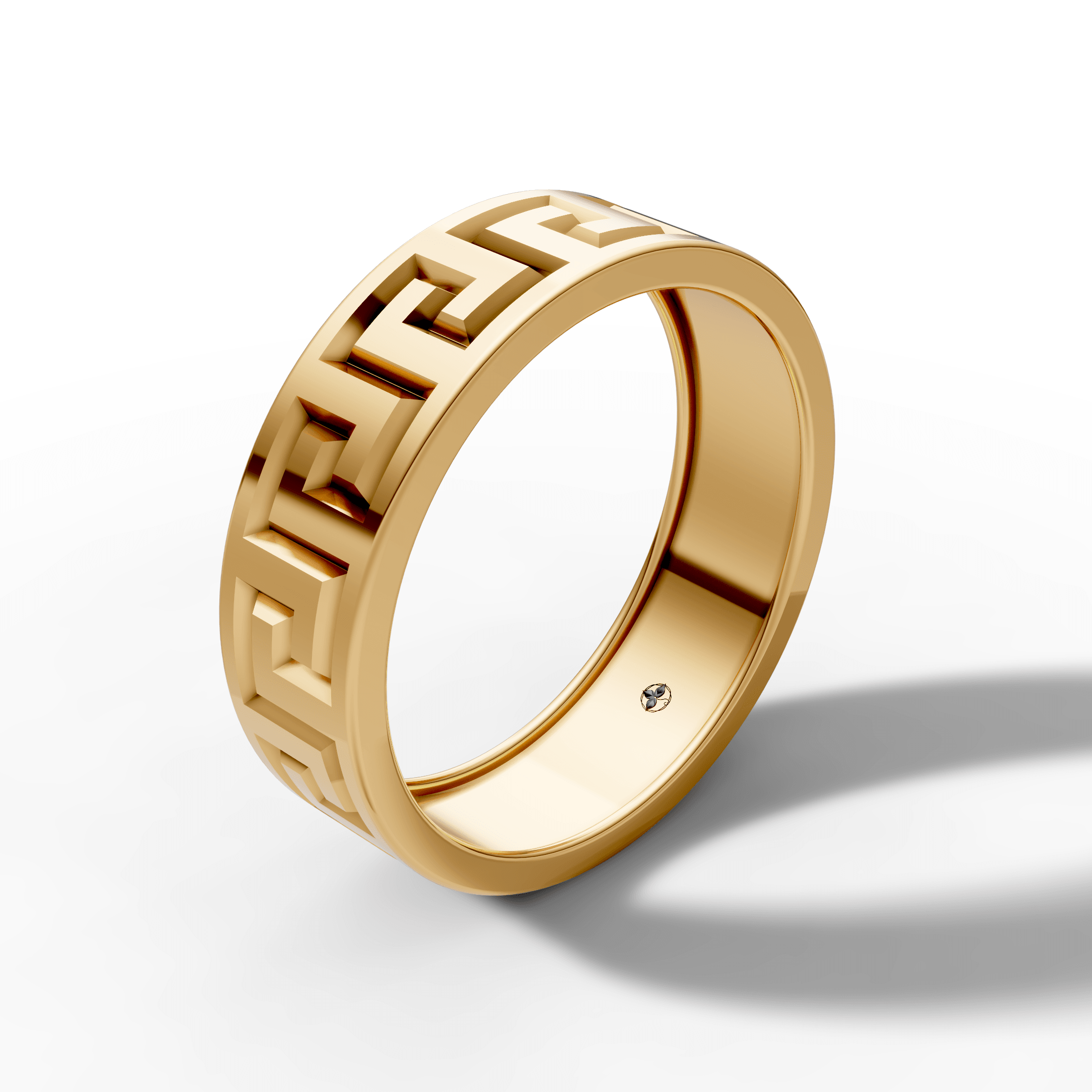 Greek Key Pattern Band Ring — gallery view