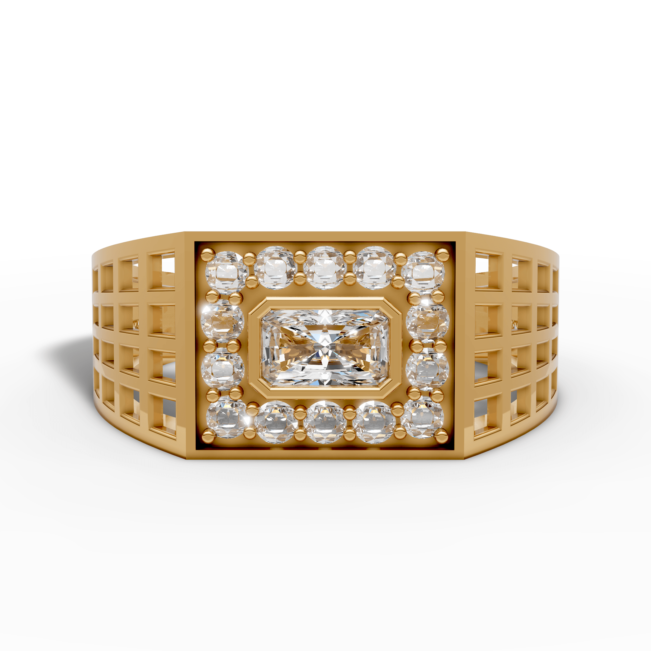 Geometric Emerald Crystal Ring