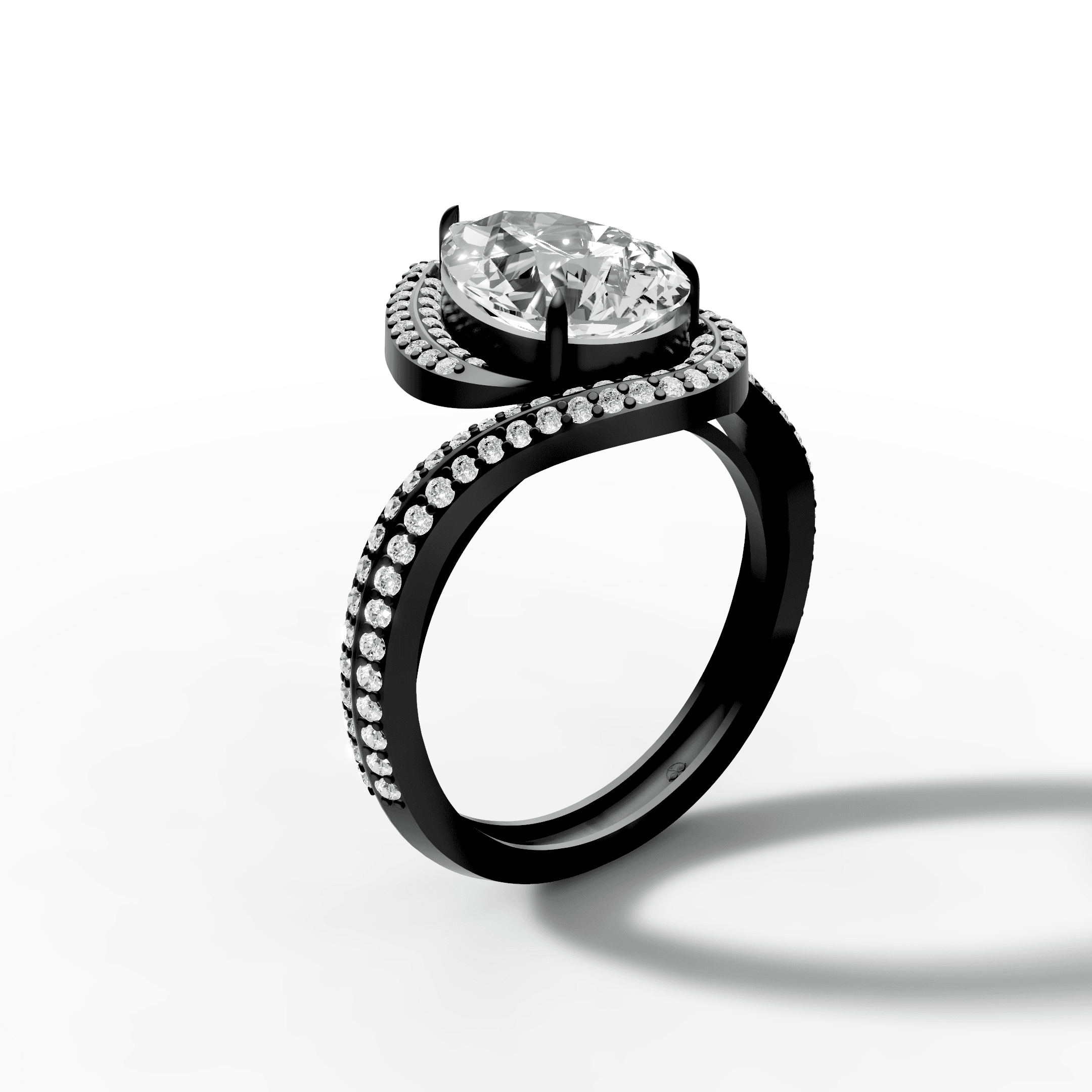 Pear Cut Bypass Halo Diamond Ring — gallery view