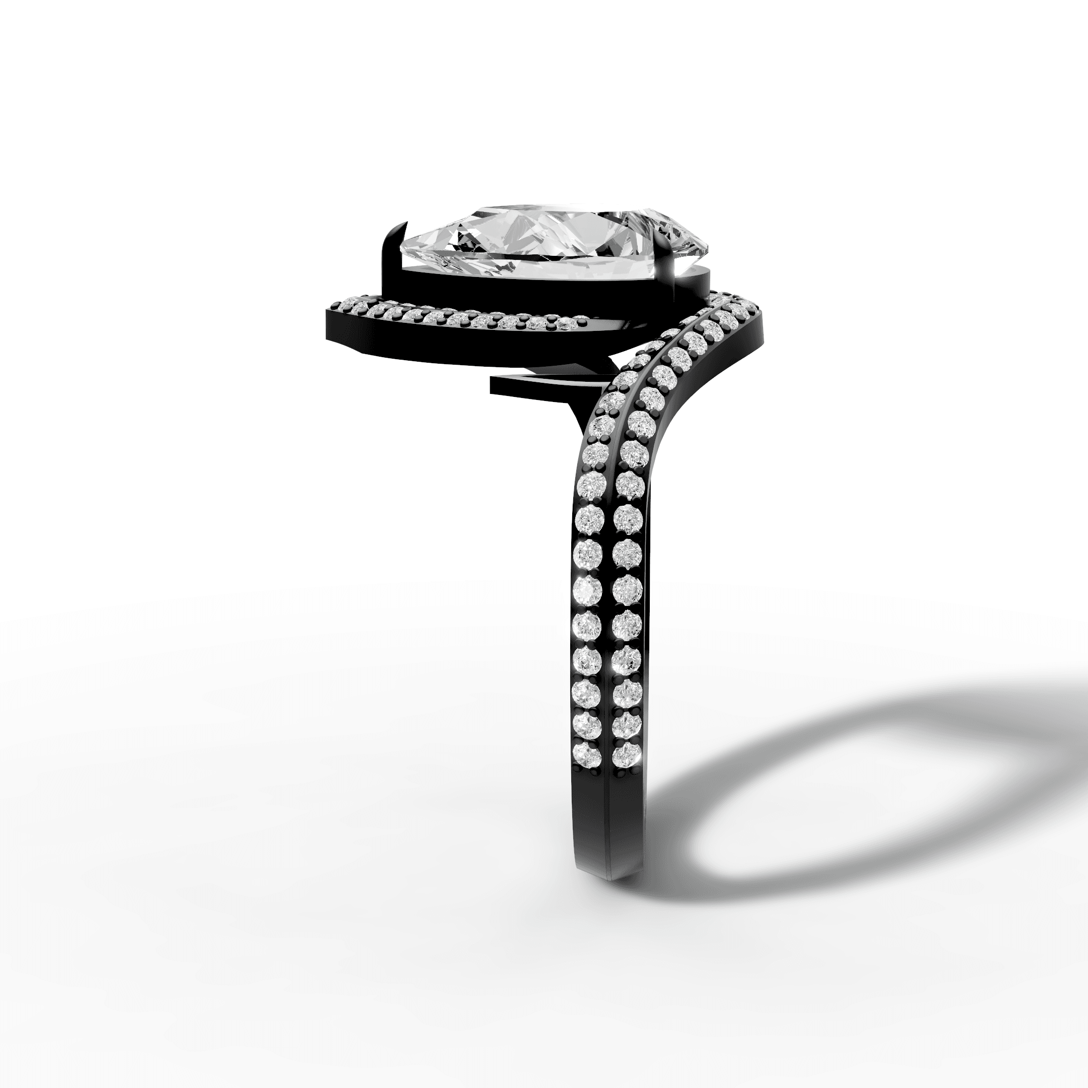 Pear Cut Bypass Halo Diamond Ring — gallery view