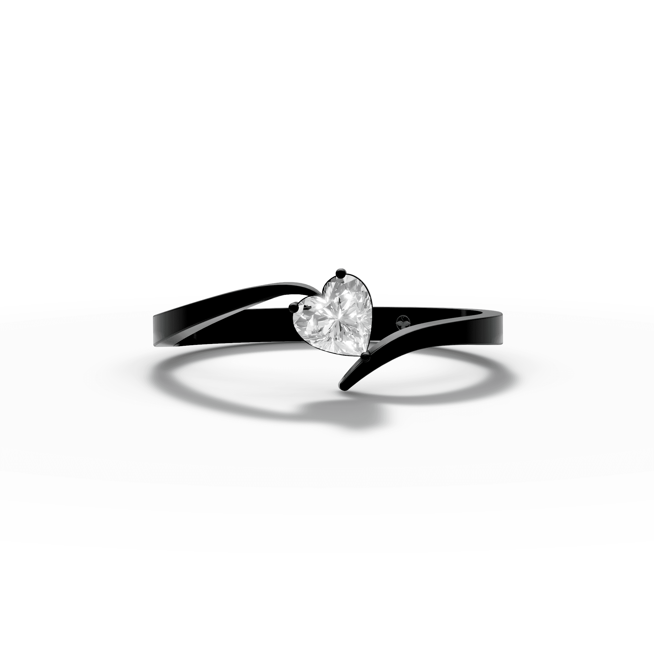 Minimalist Heart Solitaire Bypass Ring